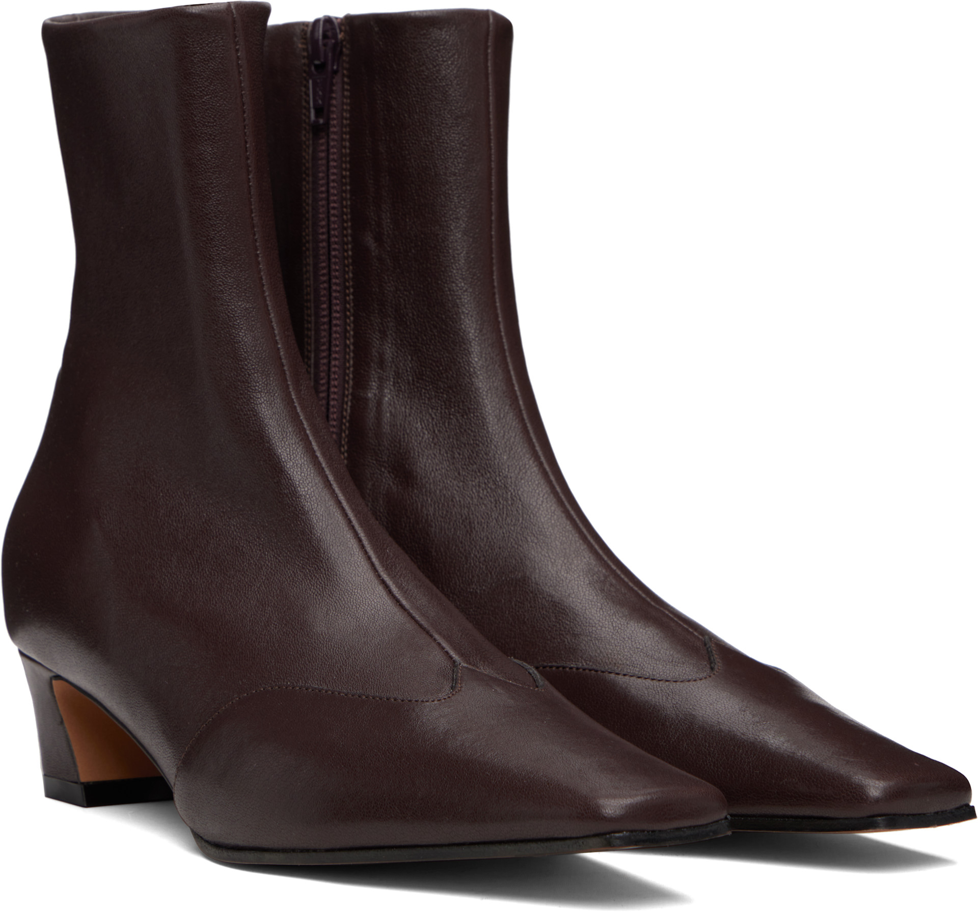 KHAITE - Bottines Nevada brunes en cuir extensible