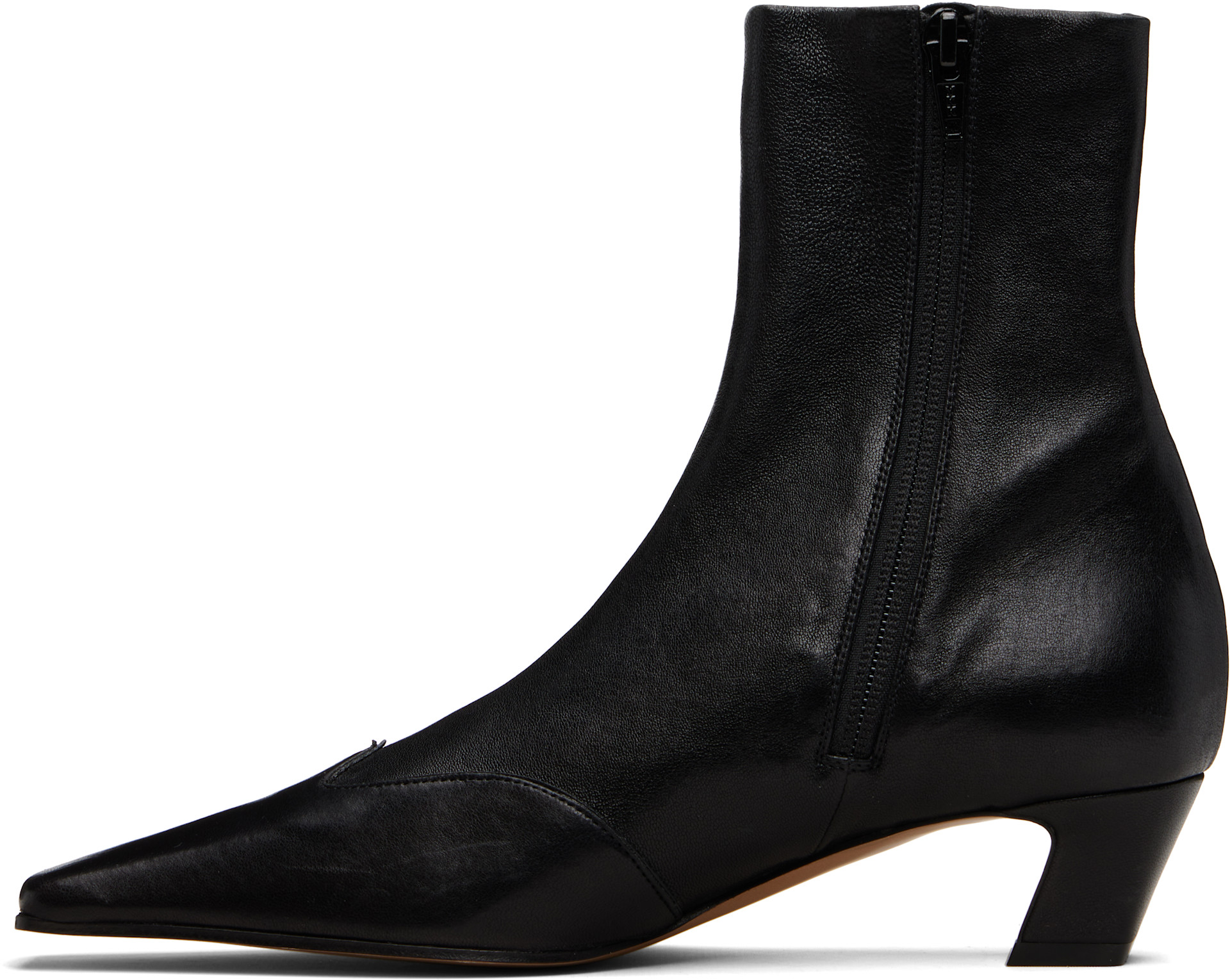 KHAITE - Bottines Nevada noires en cuir extensible