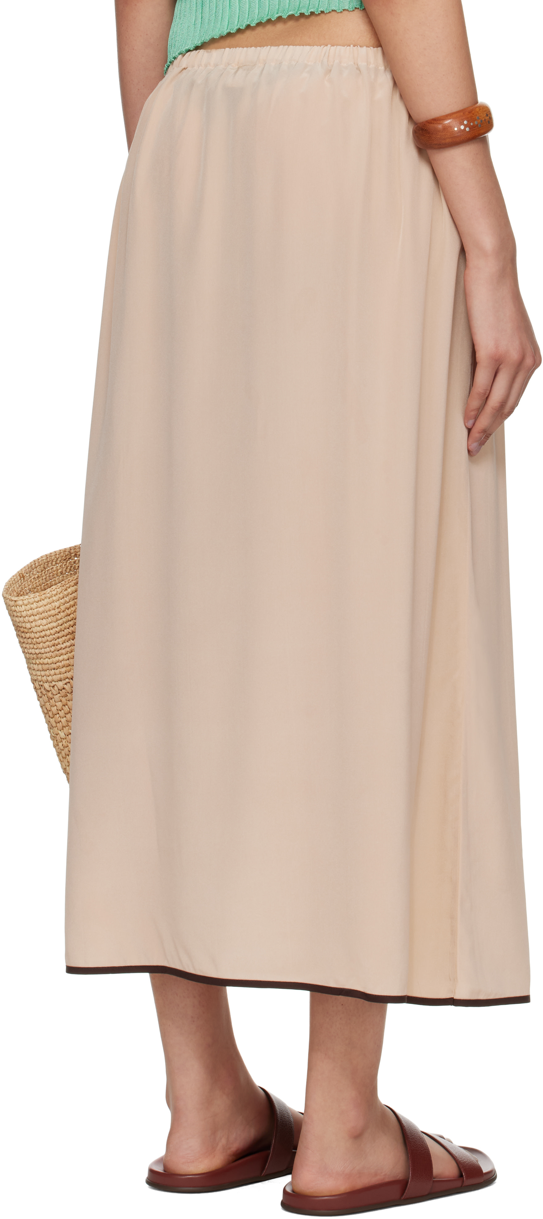 Baserange: SSENSE Exclusive Pink Silk Maxi Skirt | SSENSE