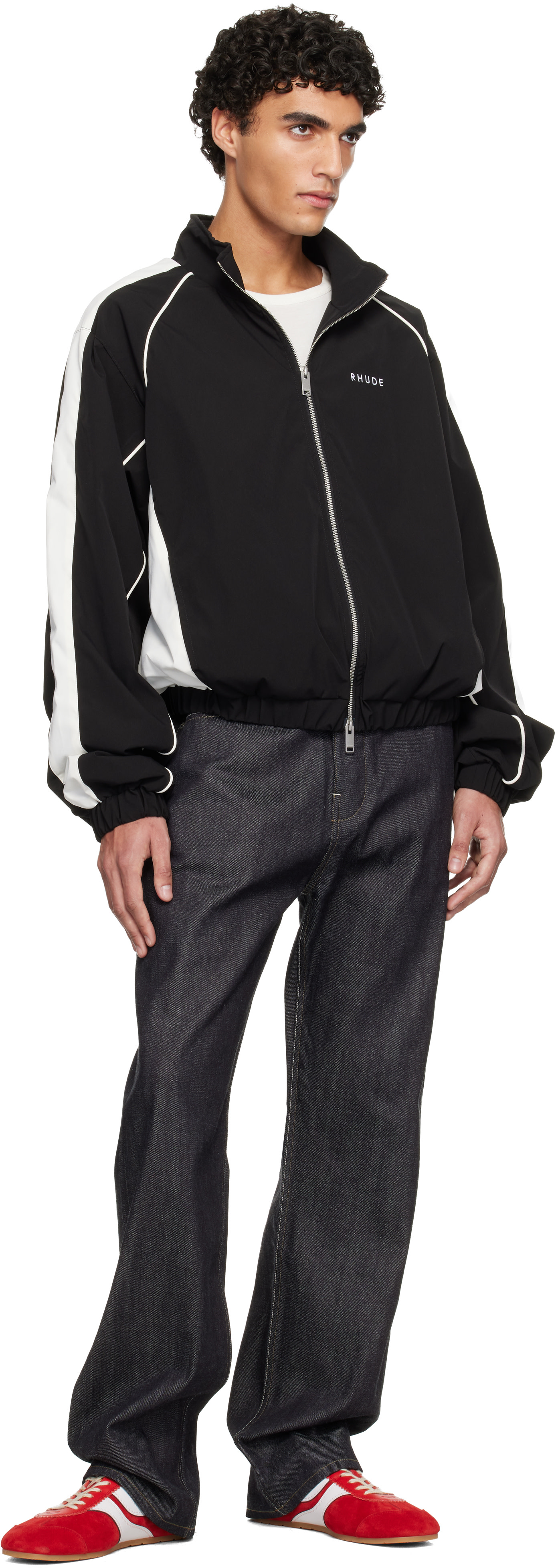 Rhude: Black Ramona Piping Track Jacket | SSENSE