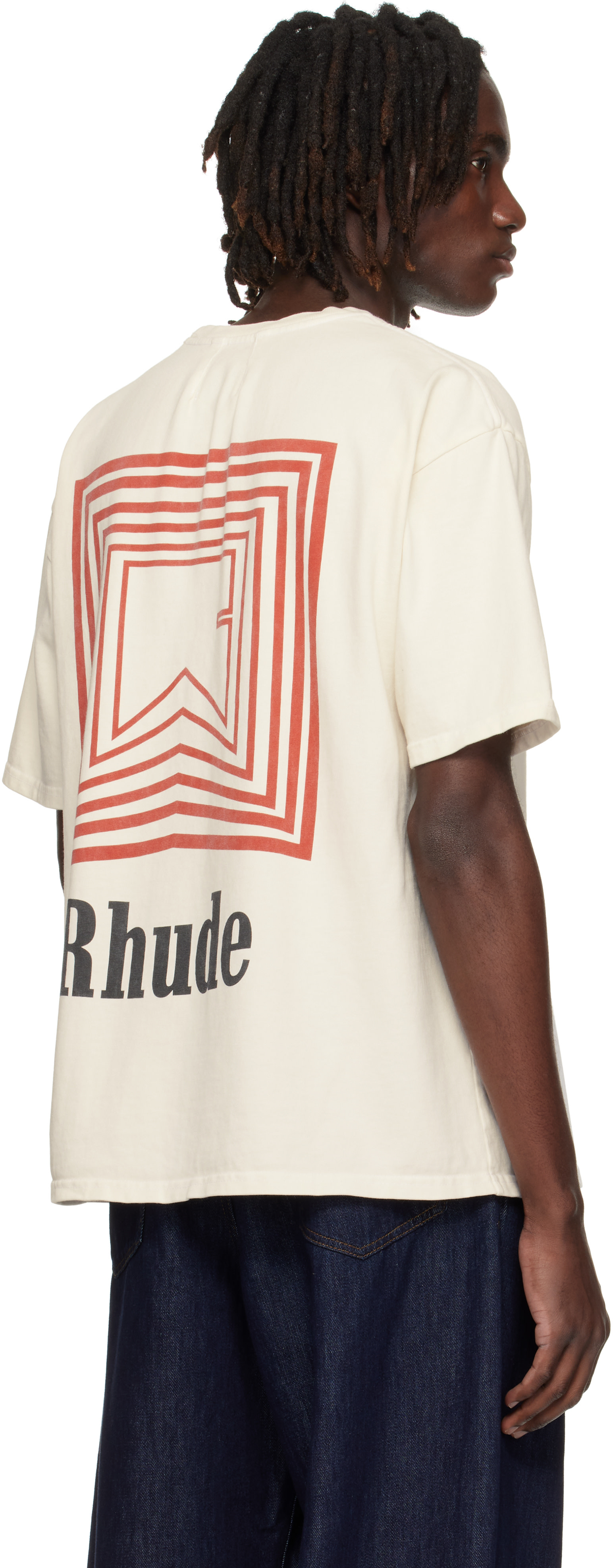 Rhude - 오프 화이트 쉐브론 로고 리피트 티셔츠