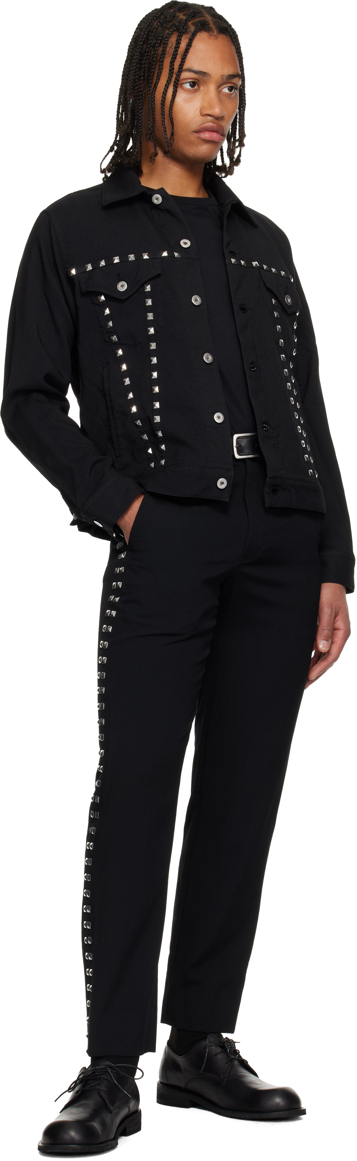 Black Comme des Garçons: Black Studded Jacket | SSENSE
