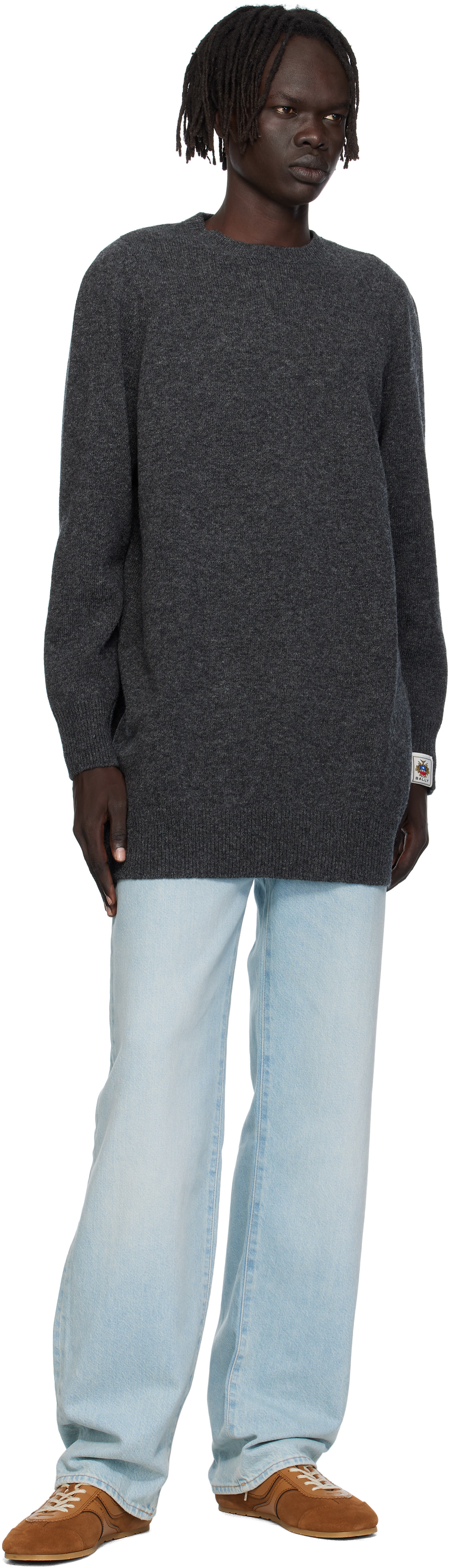 Bally - Pull long gris en laine