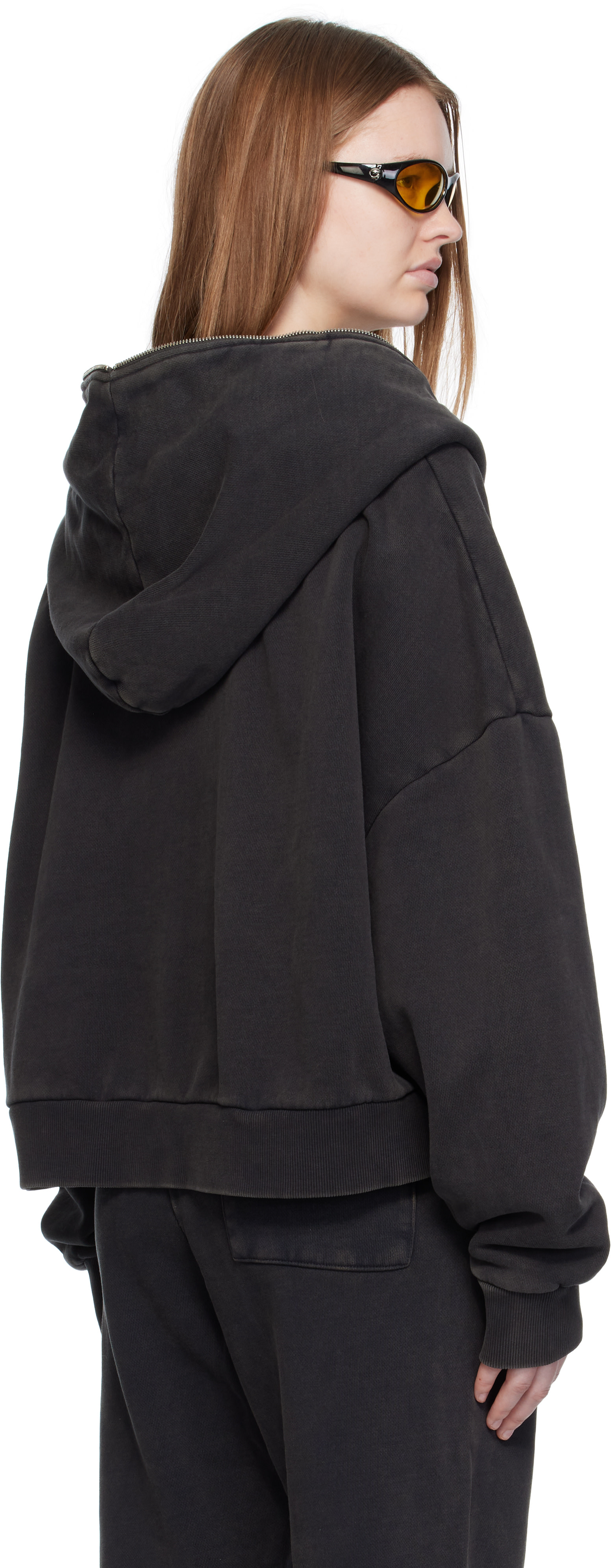 Entire Studios - Pull à capuche noir à glissière prolongée