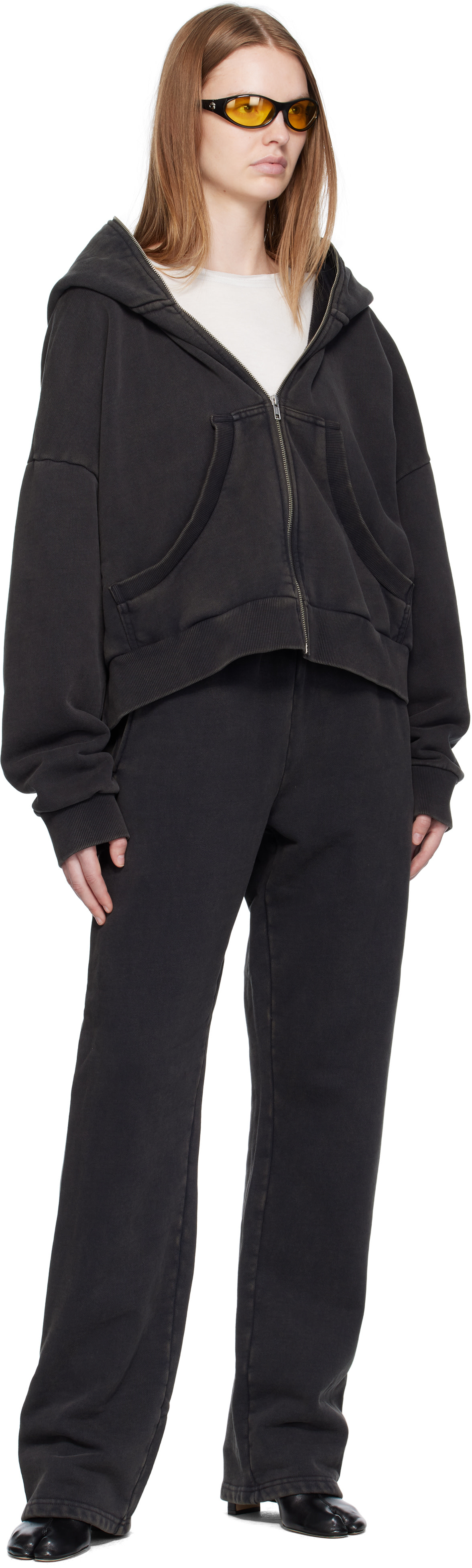 Entire Studios - Pull à capuche noir à glissière prolongée