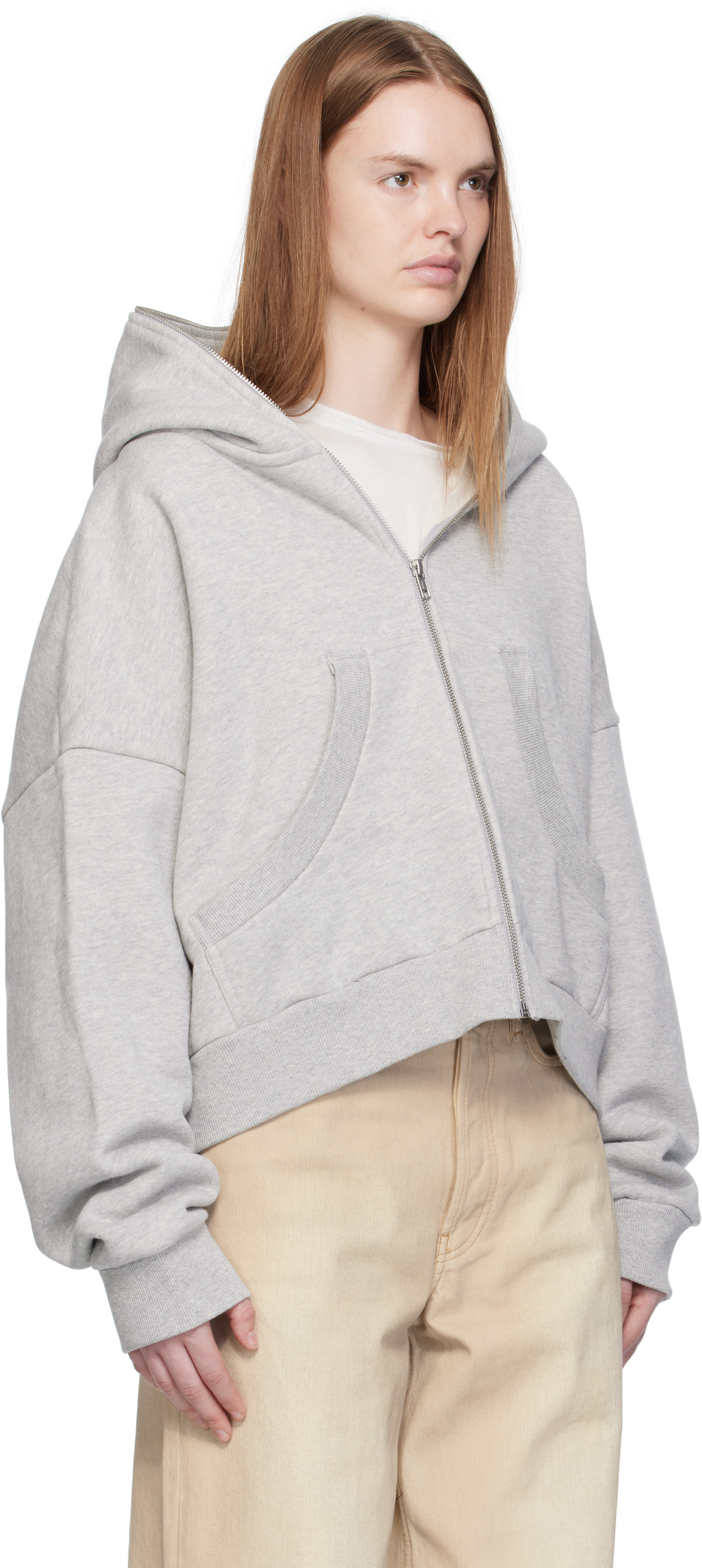 Entire Studios - Pull à capuche gris à glissière prolongée