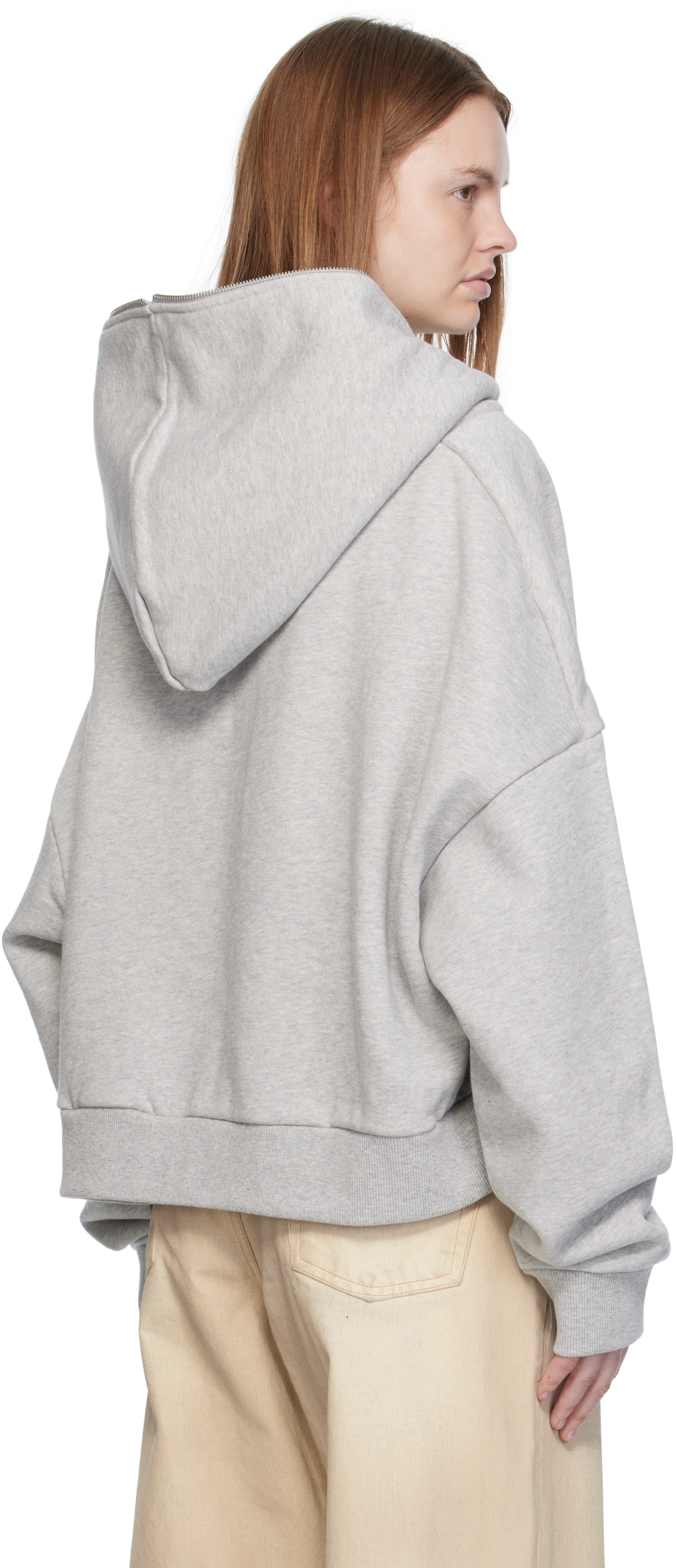 Entire Studios - Pull à capuche gris à glissière prolongée