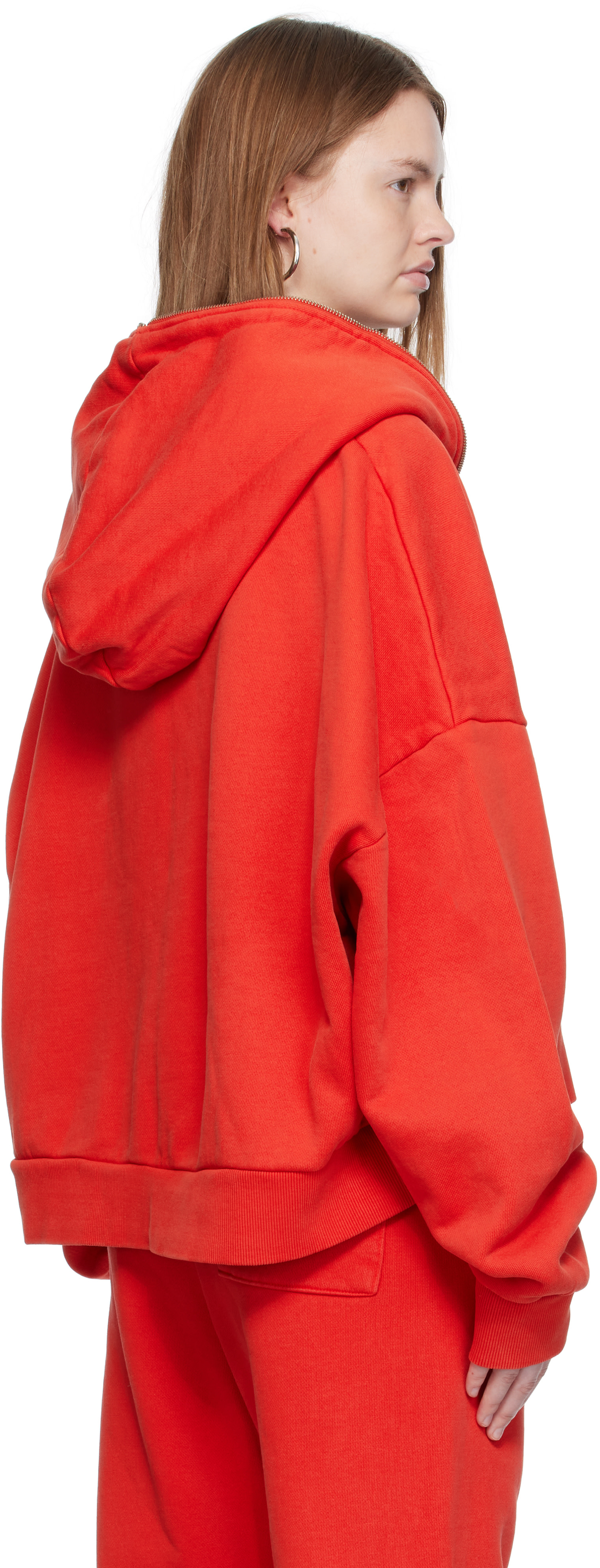 Entire Studios - Pull à capuche rouge à glissière prolongée