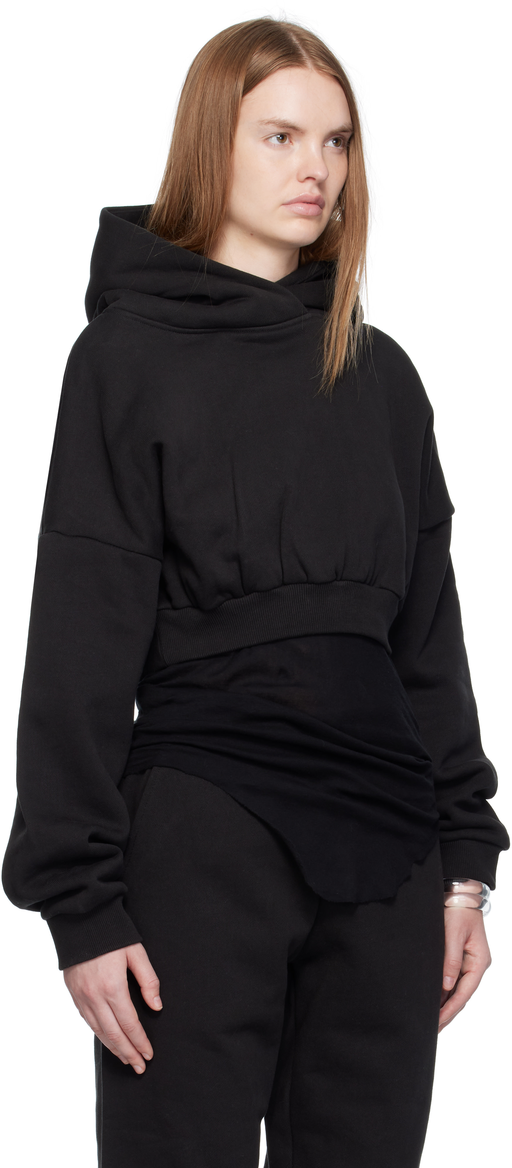 Entire Studios - Pull à capuche écourté épais noir