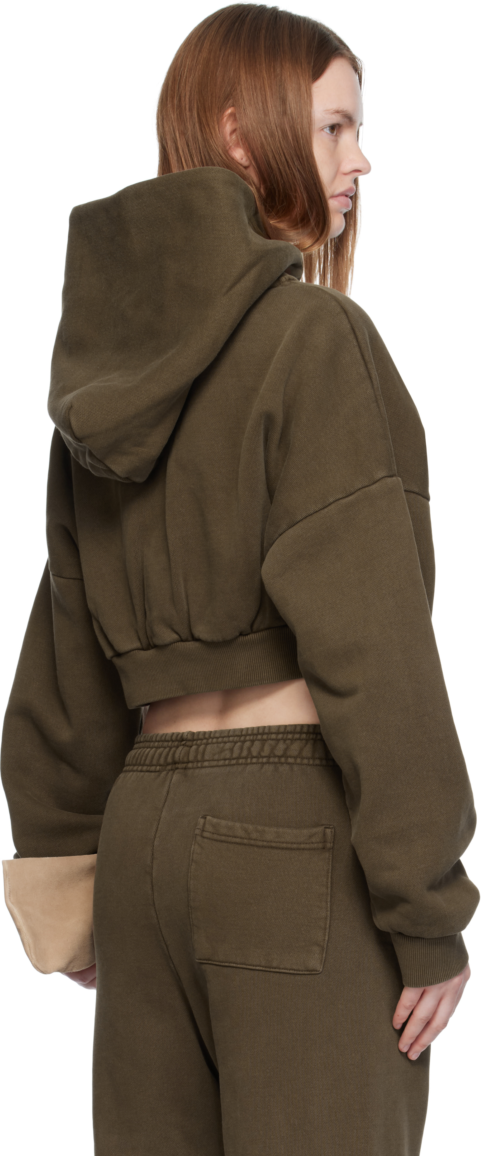 Entire Studios - Pull à capuche écourté épais brun