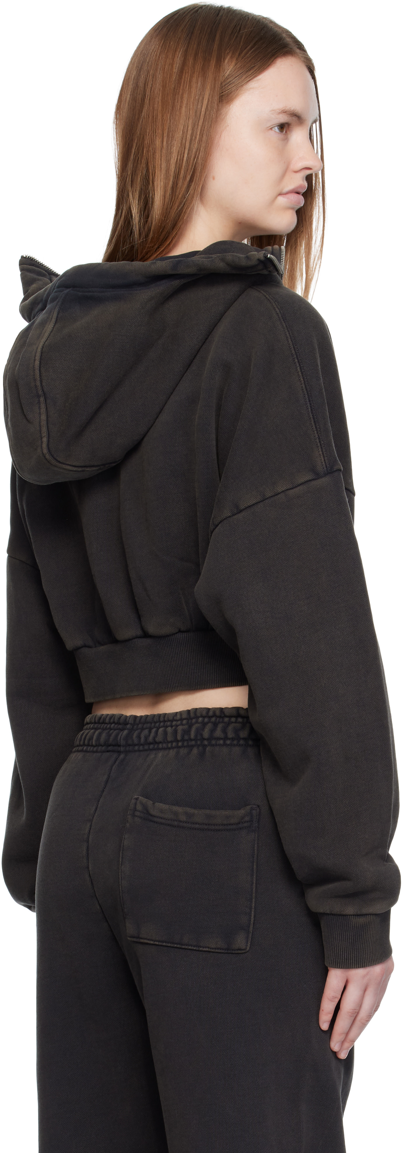 Entire Studios: Black Cropped Full Zip Hoodie | SSENSE
