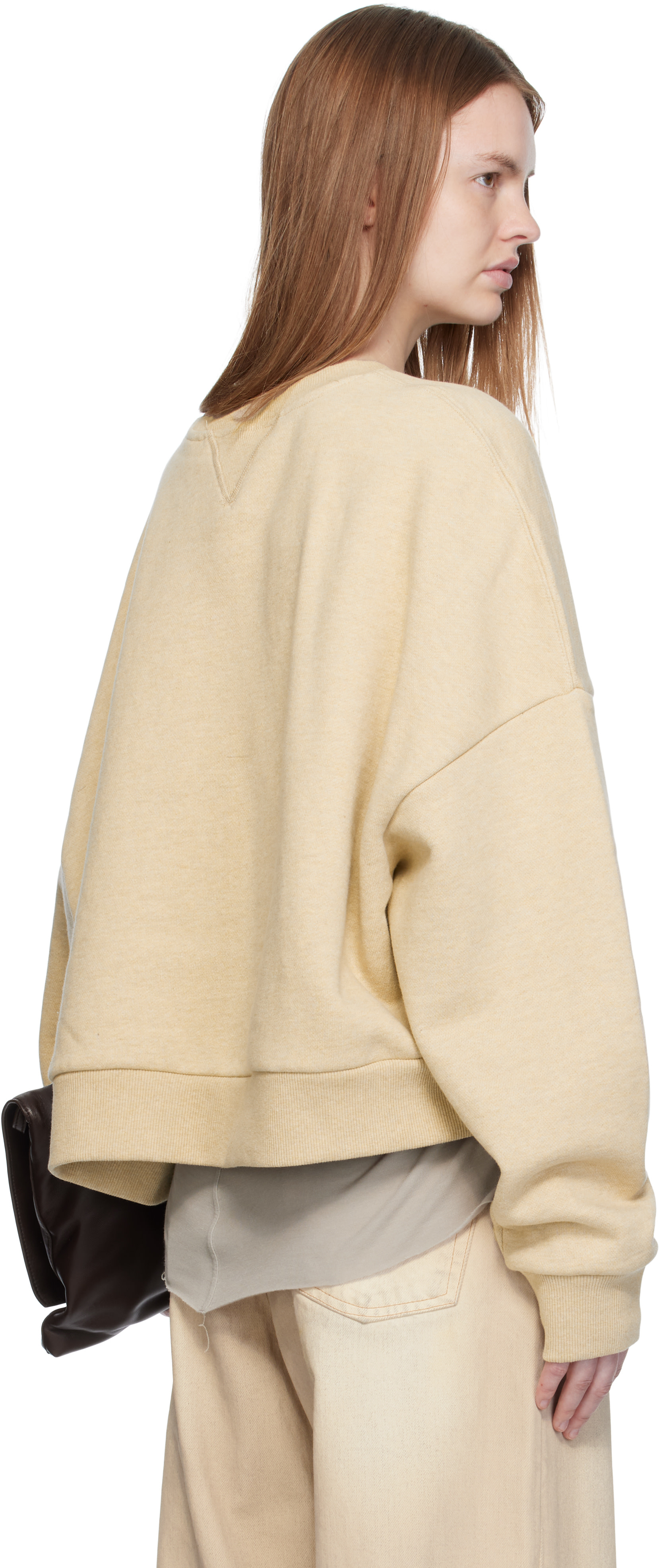 Entire Studios - Pull molletonné droit beige à col ras du cou