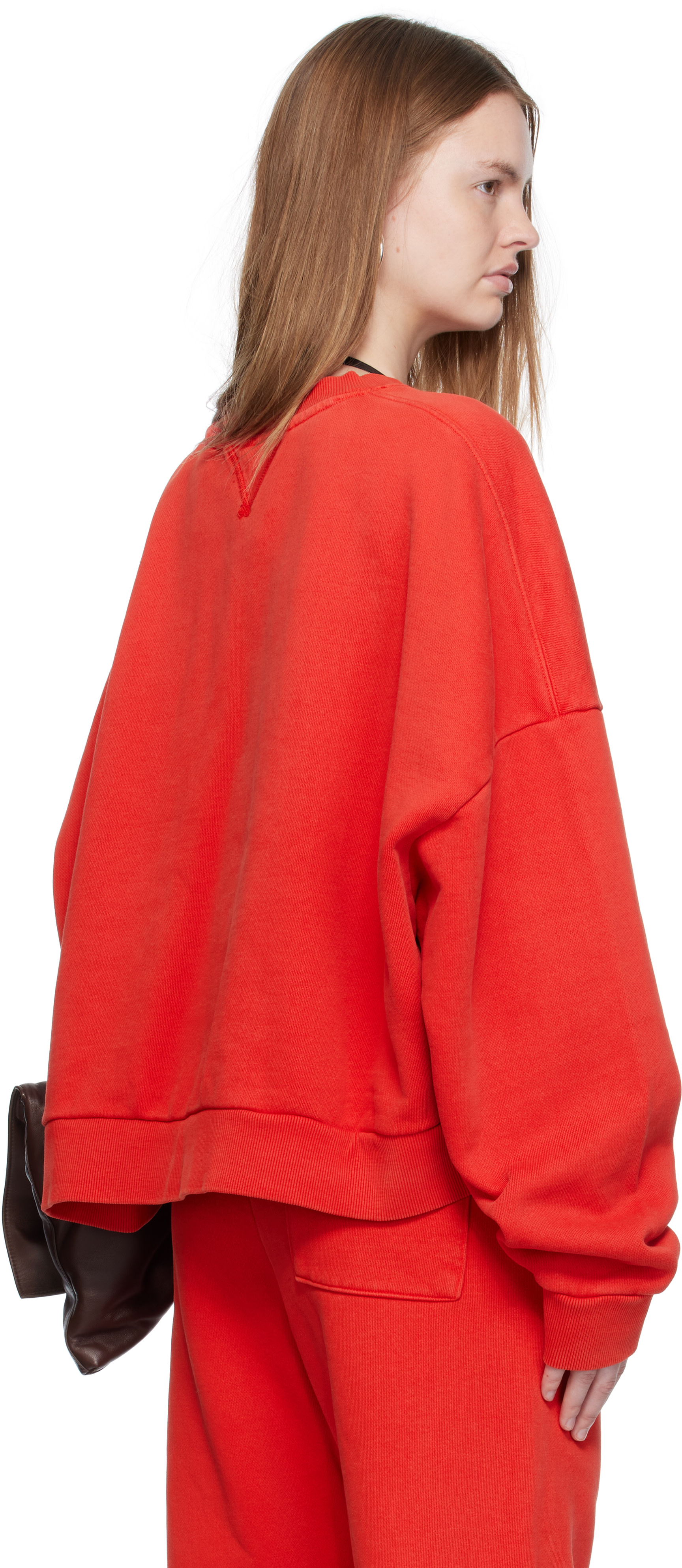 Entire Studios - Pull molletonné droit rouge à col ras du cou