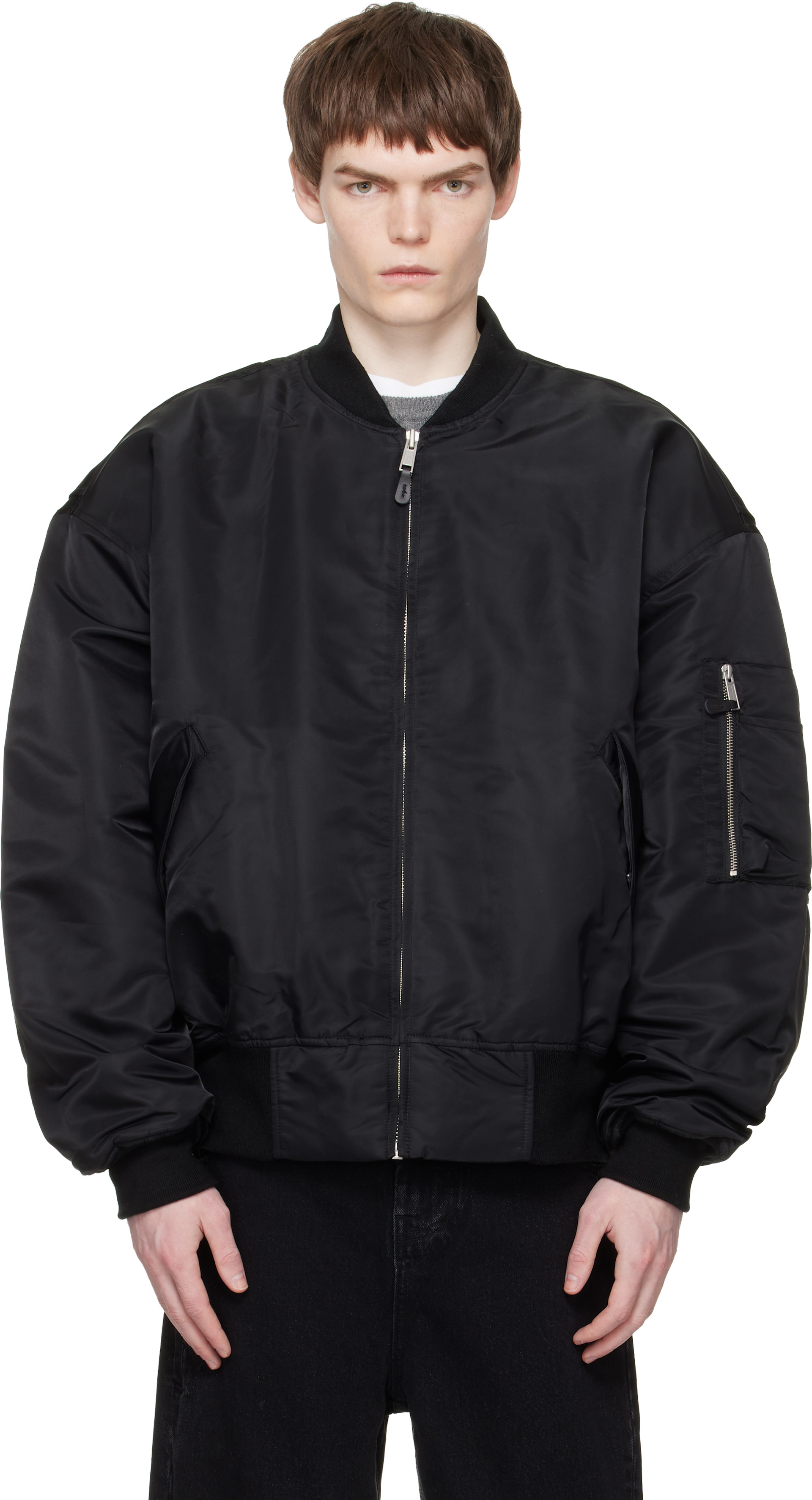 Entire Studios: Black Broad Bomber Jacket | SSENSE Canada