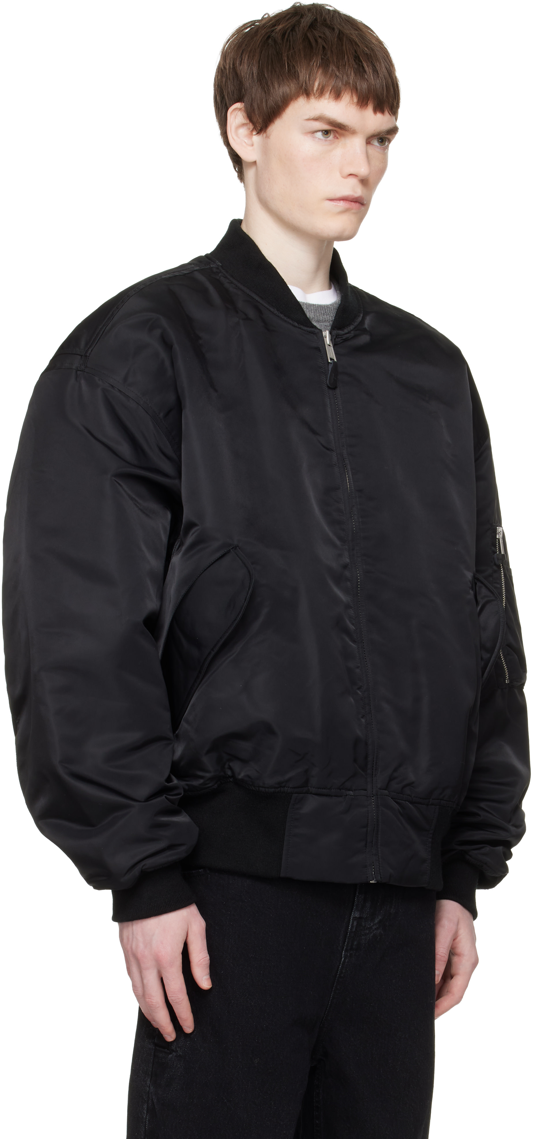 Entire Studios: Black Broad Bomber Jacket | SSENSE United Kingdom
