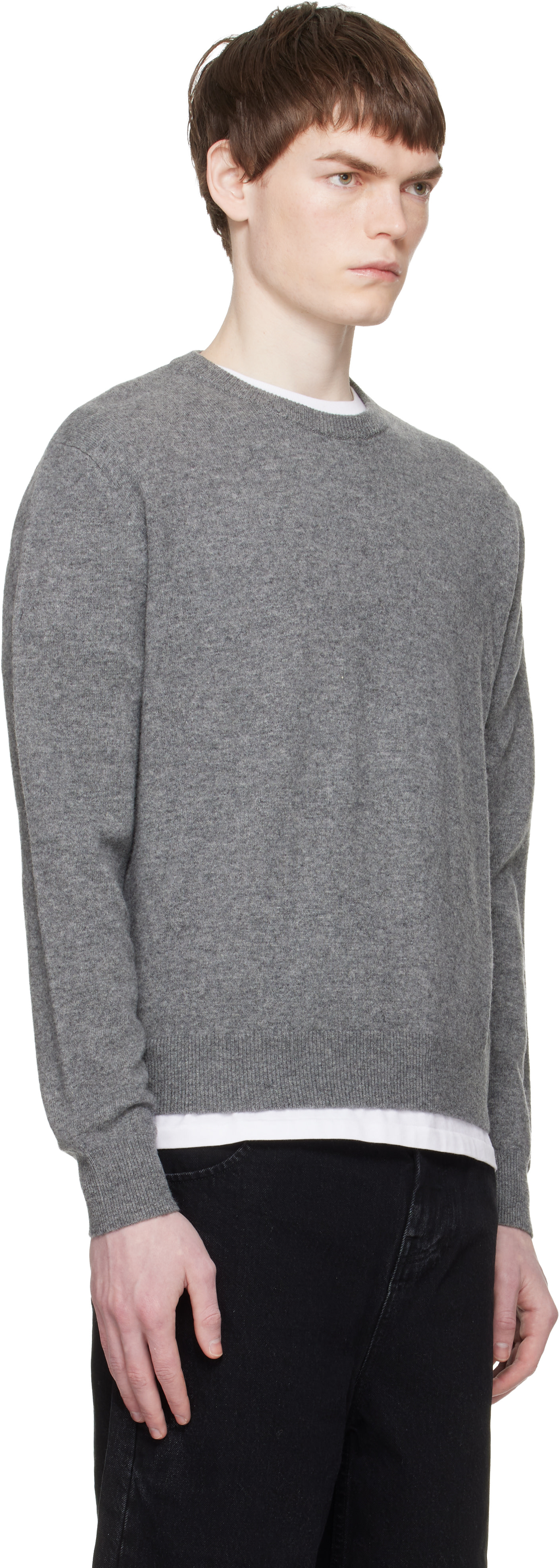 Entire Studios - Pull gris en tricot à col ras du cou