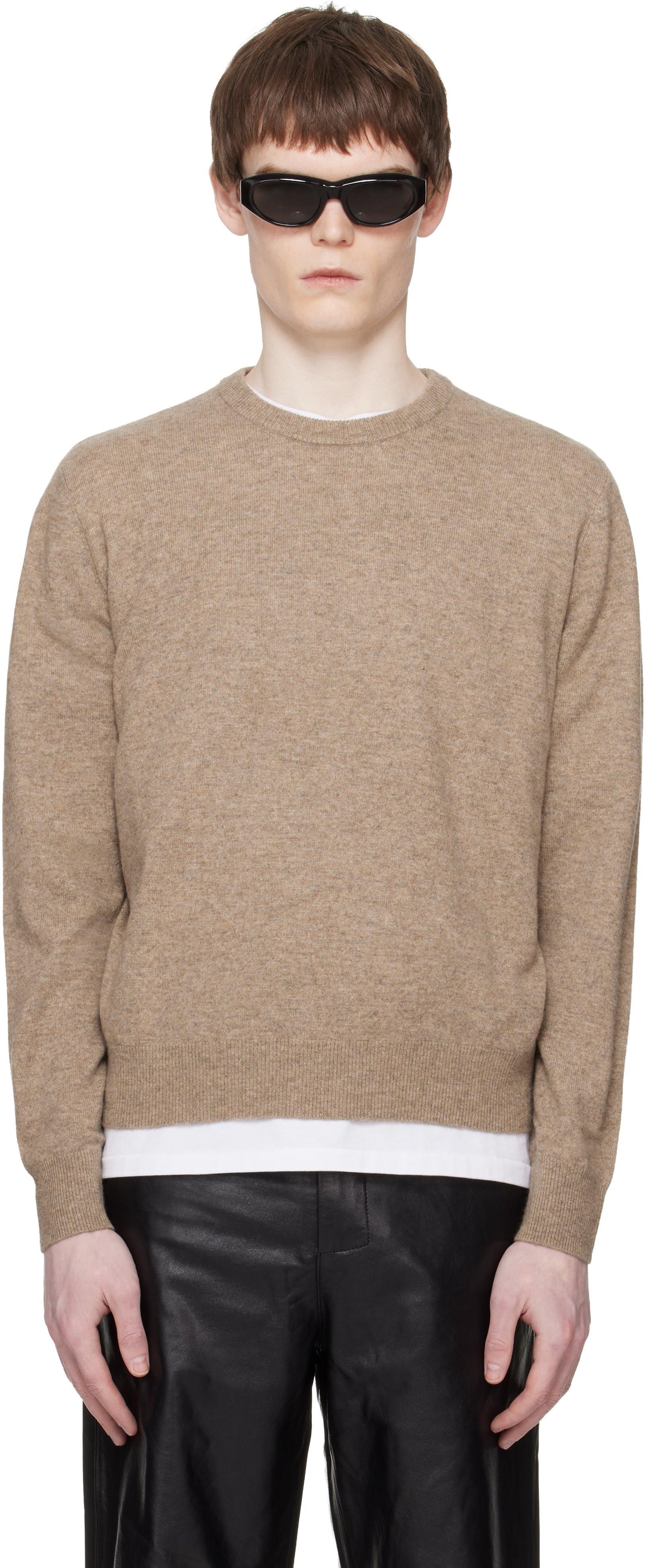 Entire Studios - Pull beige en tricot à col ras du cou