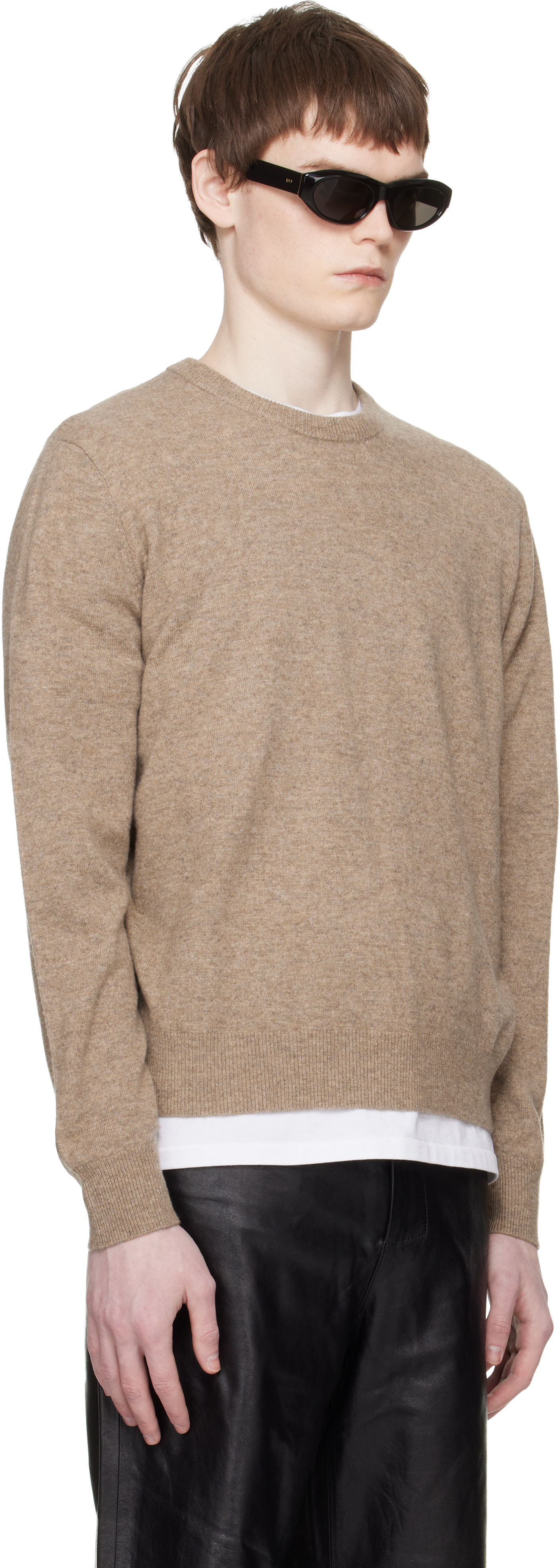 Entire Studios - Pull beige en tricot à col ras du cou