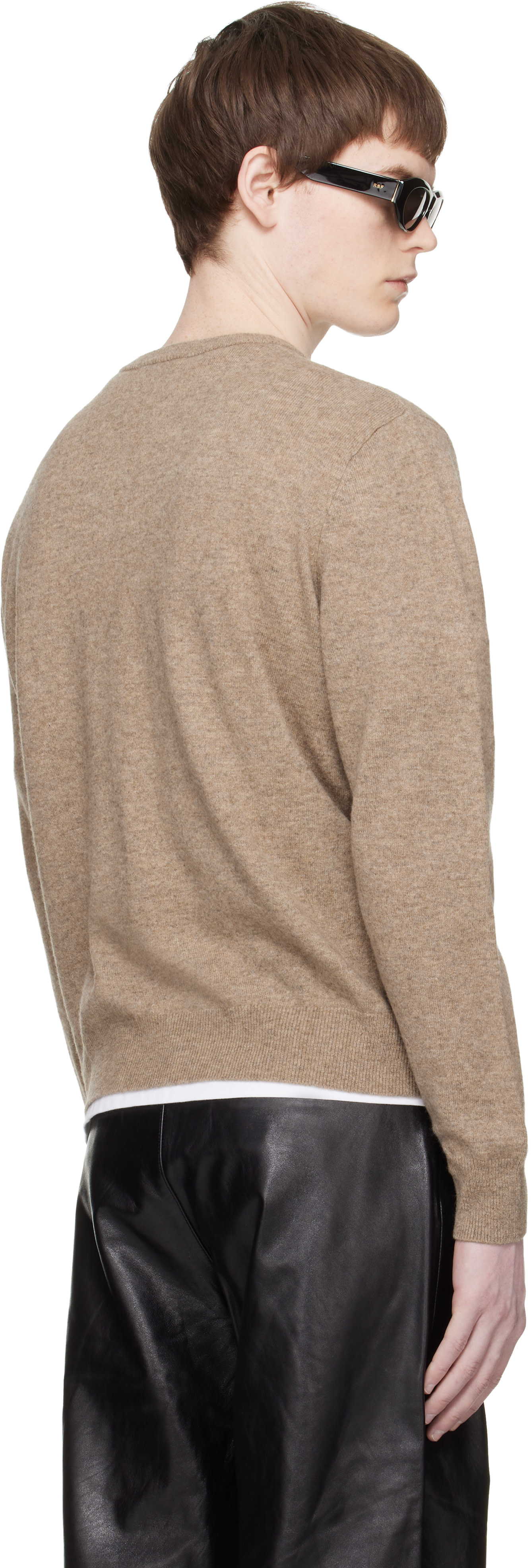 Entire Studios - Pull beige en tricot à col ras du cou