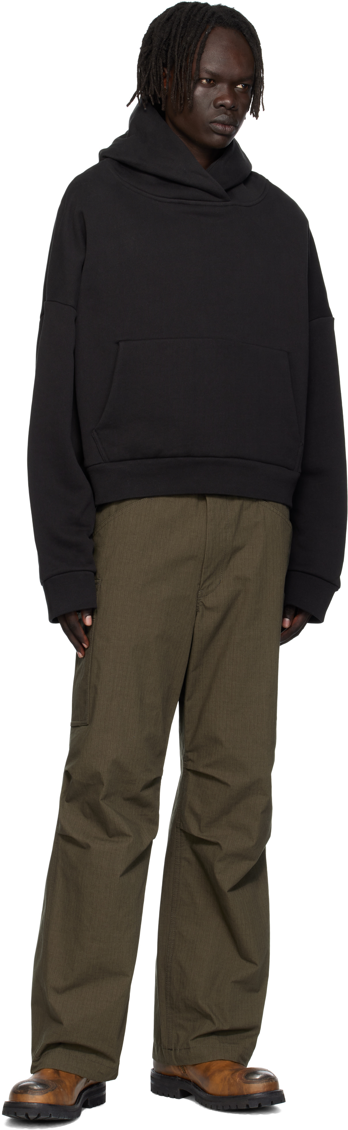 Entire Studios: Black Heavy Hoodie | SSENSE Canada