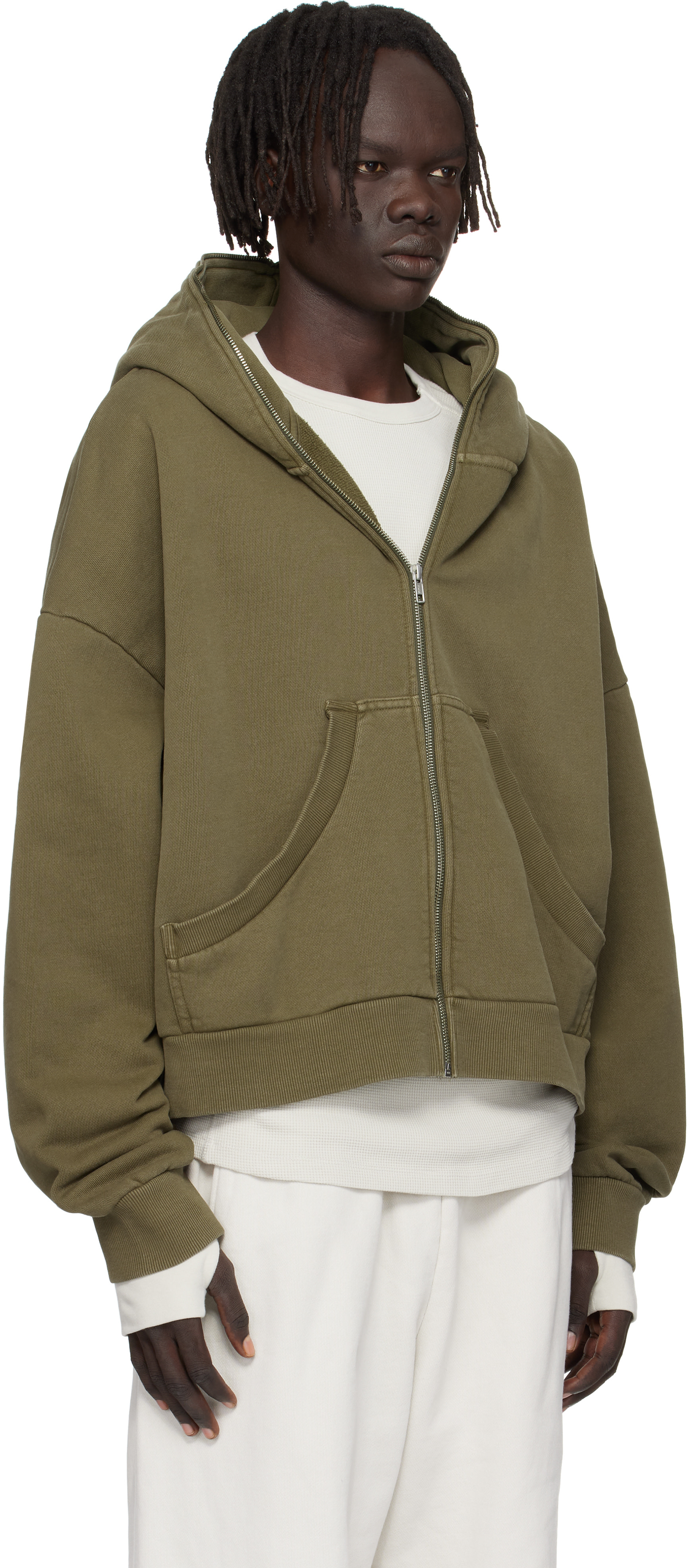 トップス stay OPENSHUT mode hoodie / KHAKI Entire Studios: Khaki Eternal Zip Hoodie | SSENSE