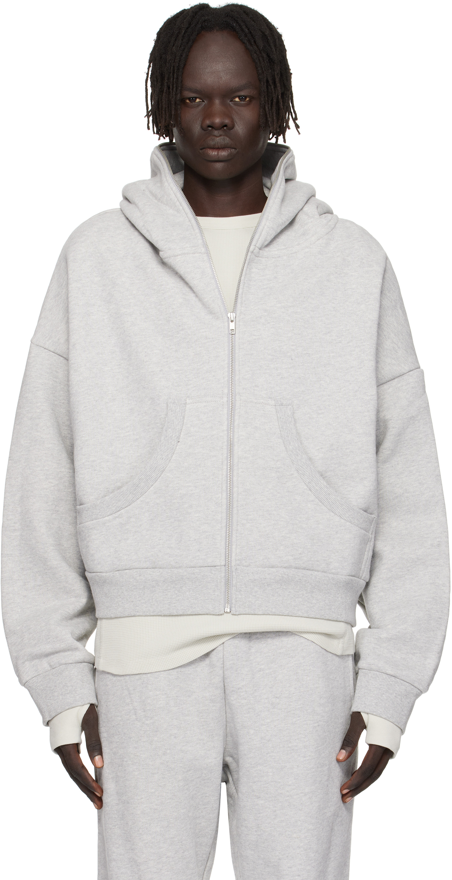 Entire Studios - Pull à capuche gris à glissière prolongée
