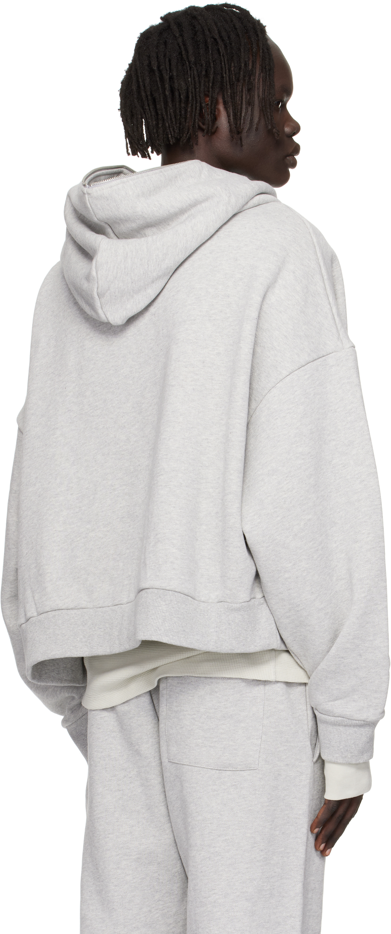 Entire Studios - Pull à capuche gris à glissière prolongée