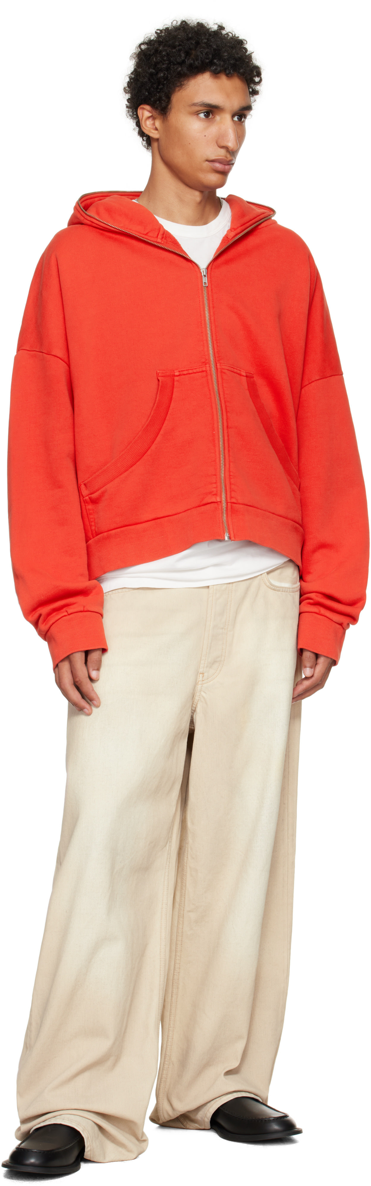 Entire Studios - Pull à capuche rouge à glissière prolongée