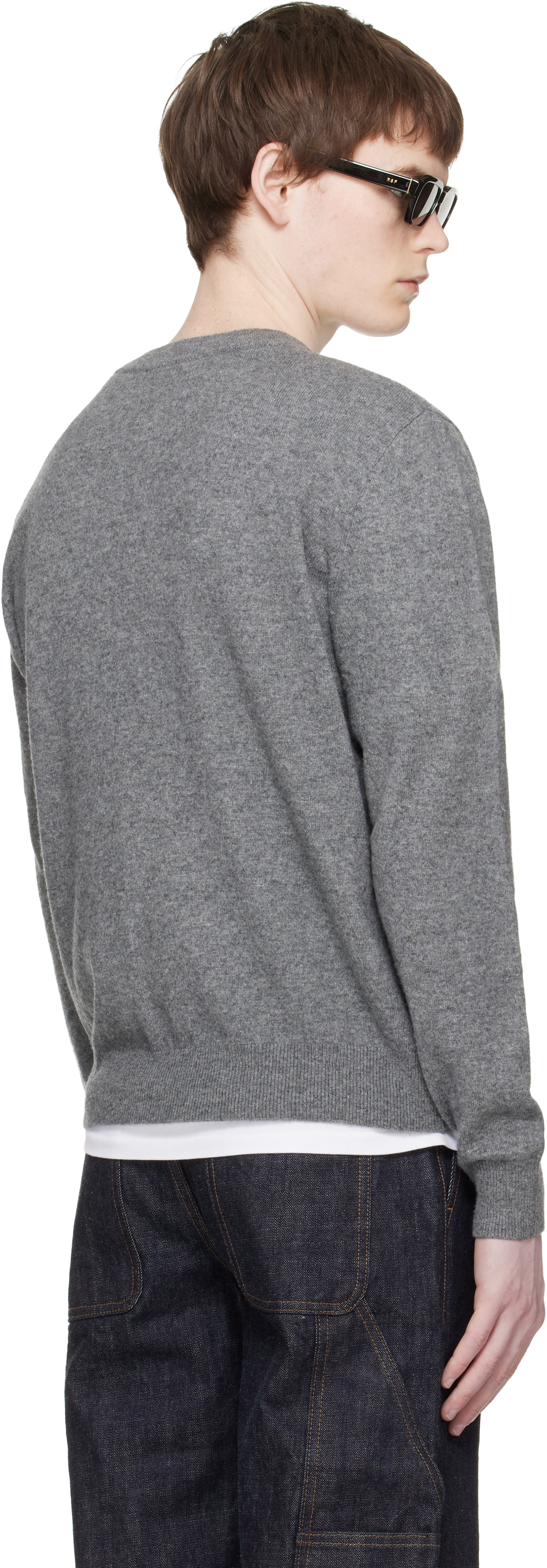 Entire Studios - Pull gris en tricot à col en V