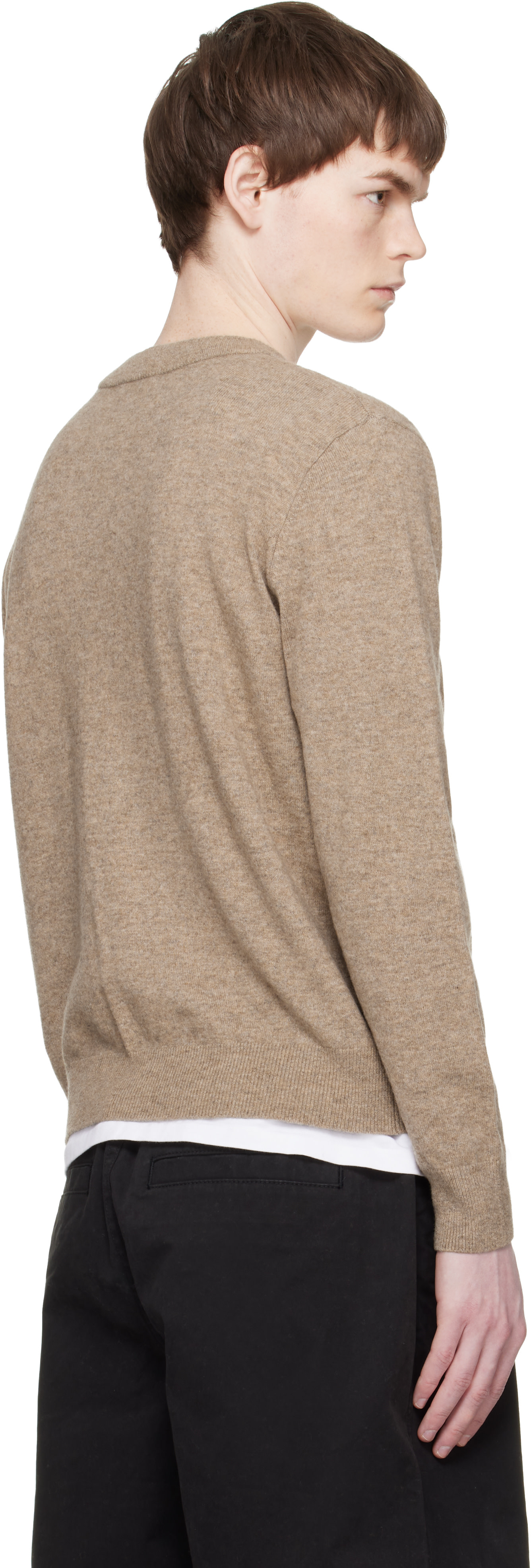 Entire Studios - Pull beige en tricot à col en V