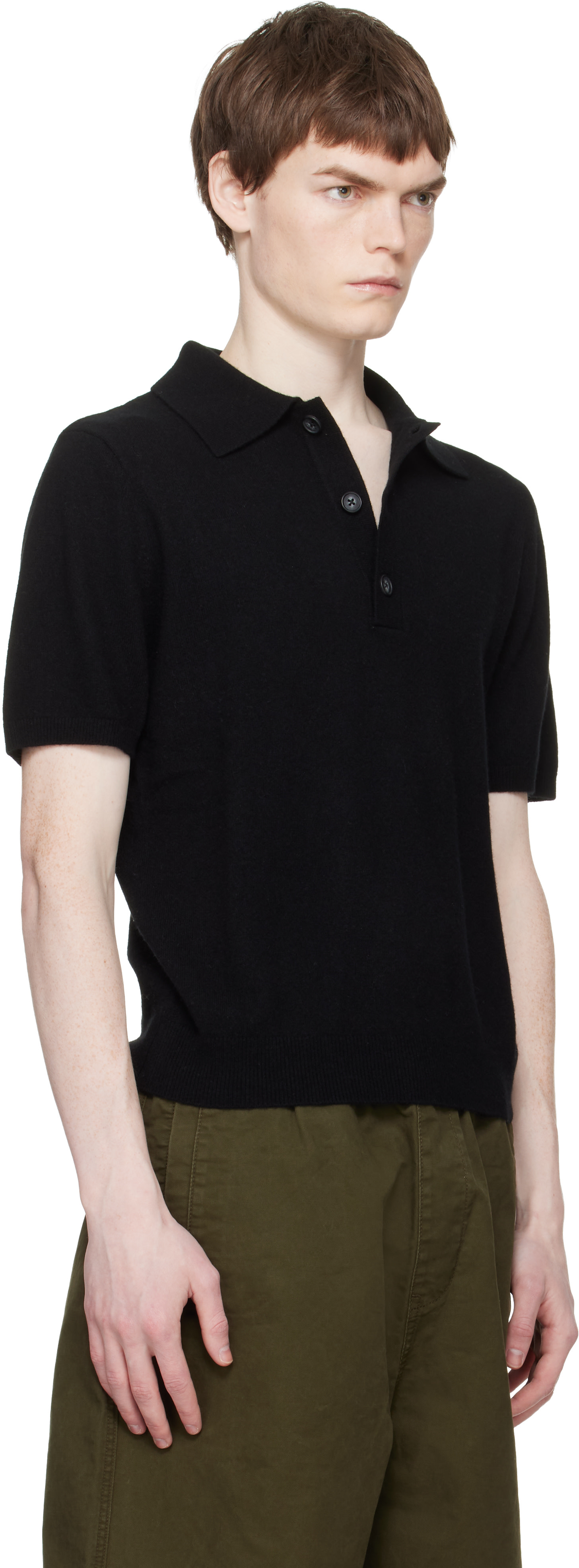 トップス wrapinknot wool POLO-SHIRT / BLACK International Gallery BEAMS（インターナショナルギャラリー ビームス