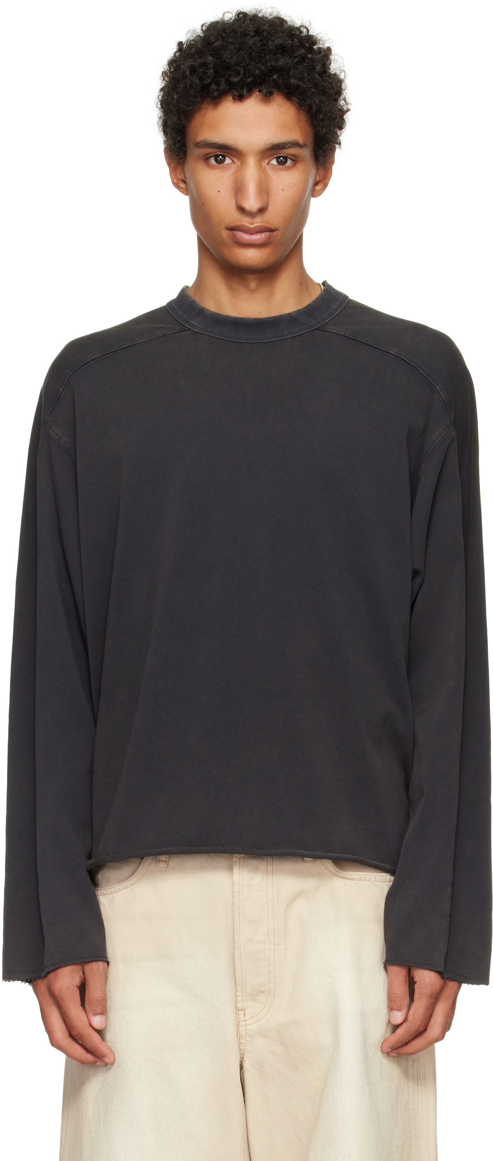 Entire Studios: Black Heavy Long Sleeve T-shirt | SSENSE United entire studios HEAVY LONG SLEEVE TEE
