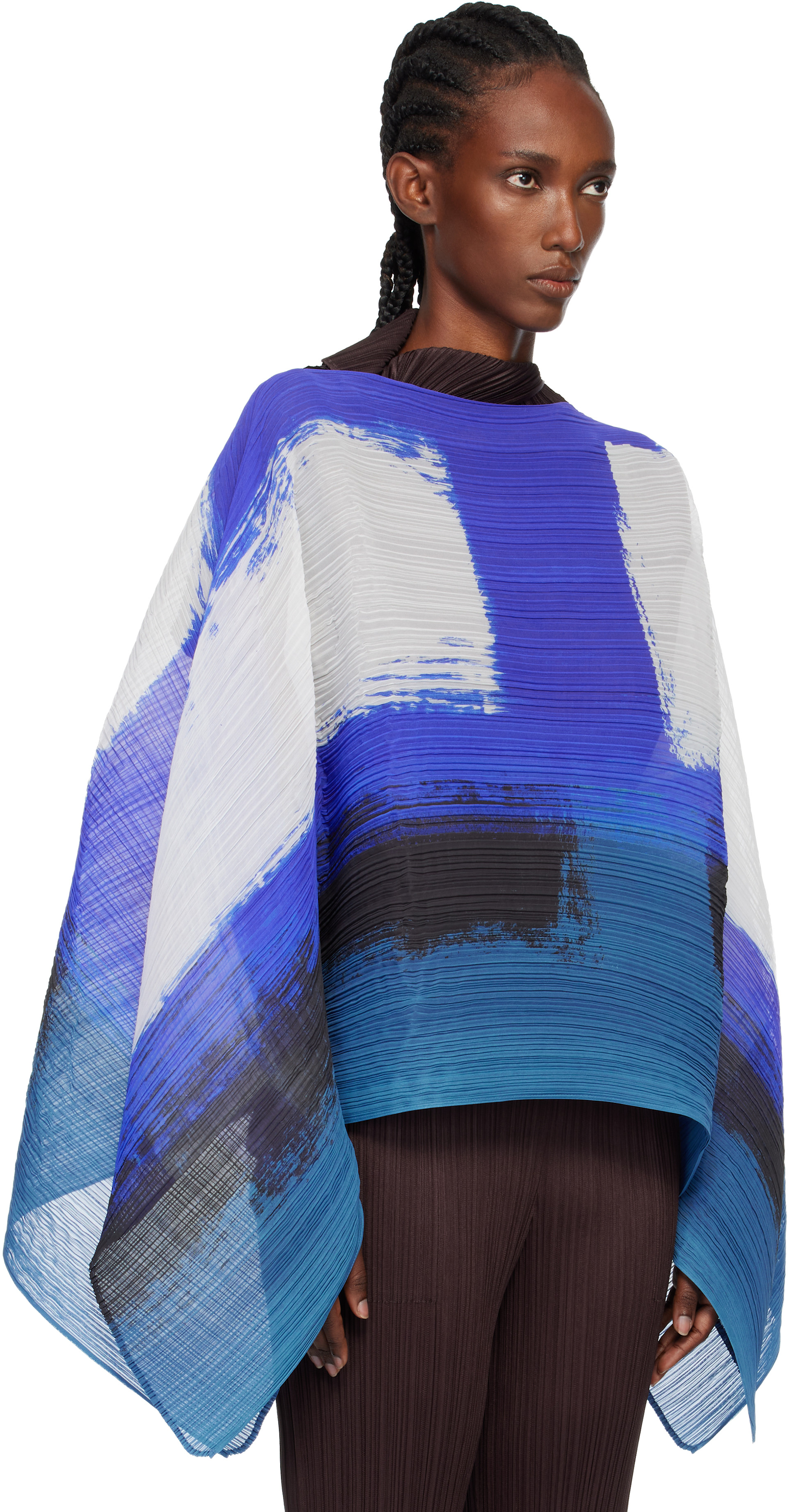 PLEATS PLEASE ISSEY MIYAKE: Blue Jump Madame-T Scarf | SSENSE