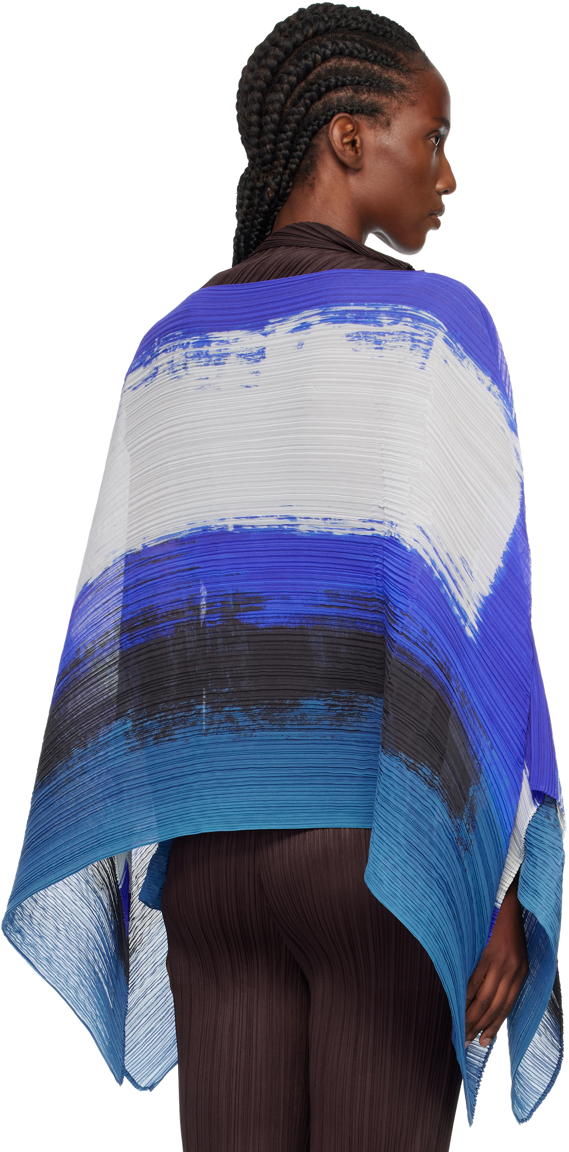 PLEATS PLEASE ISSEY MIYAKE: Blue Jump Madame-T Scarf | SSENSE