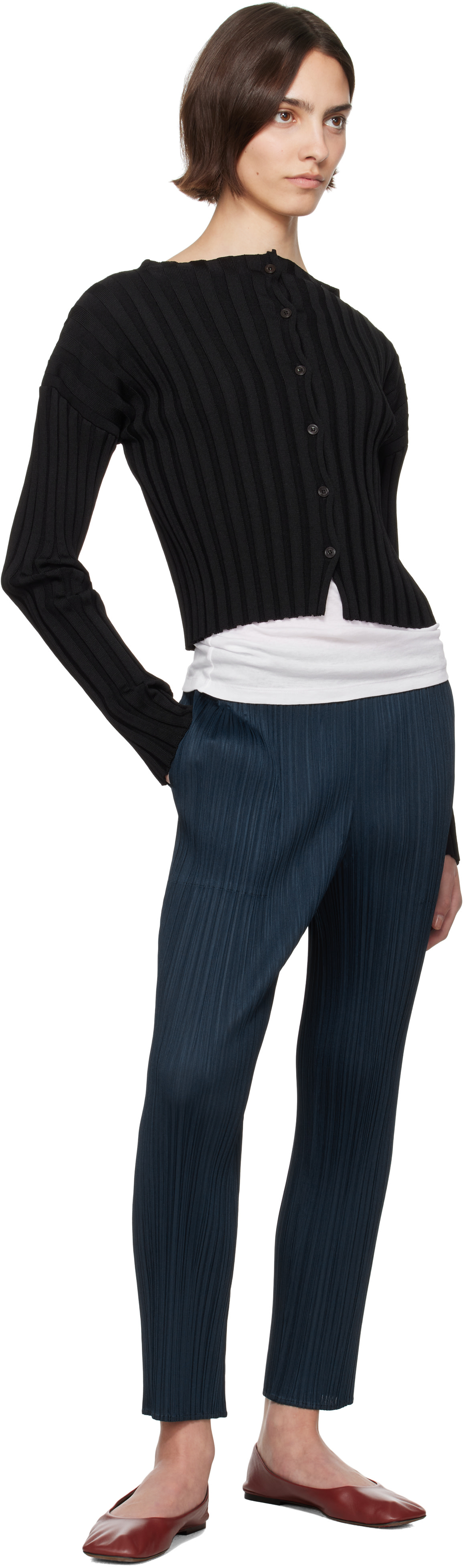 PLEATS PLEASE ISSEY MIYAKE: Navy Monthly Colors April Trousers