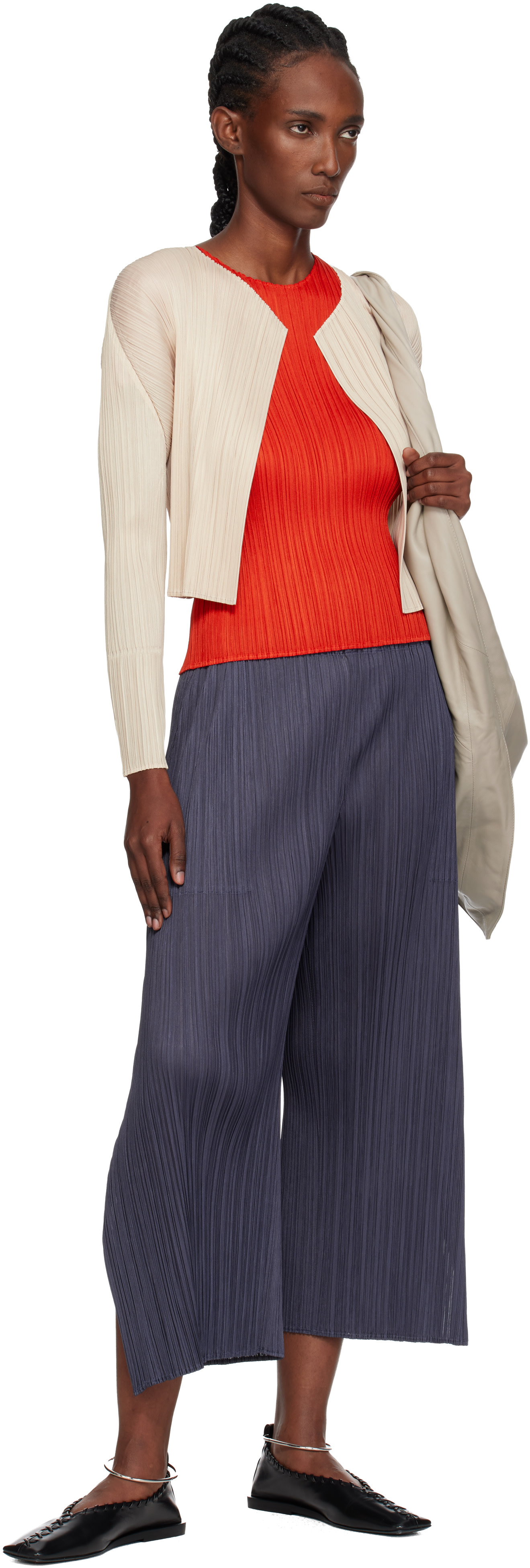 PLEATS PLEASE ISSEY MIYAKE: Beige Monthly Colors July Cardigan