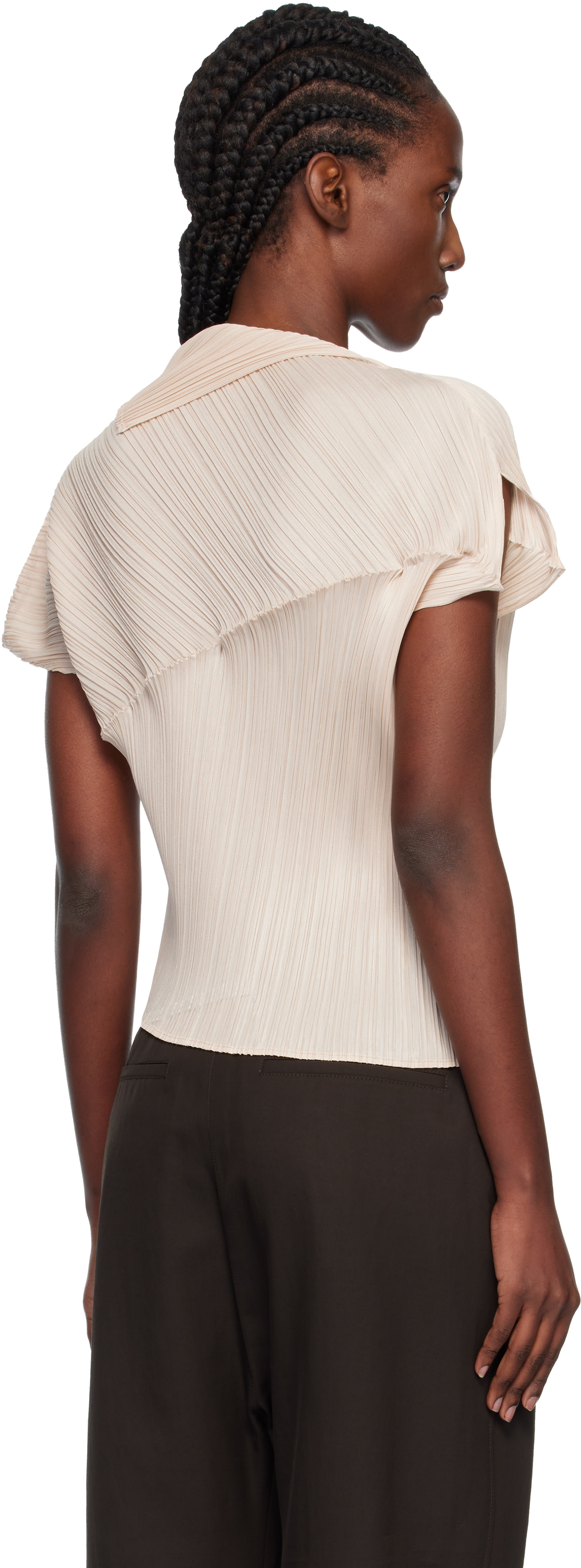PLEATS PLEASE ISSEY MIYAKE: Beige Leap Top | SSENSE
