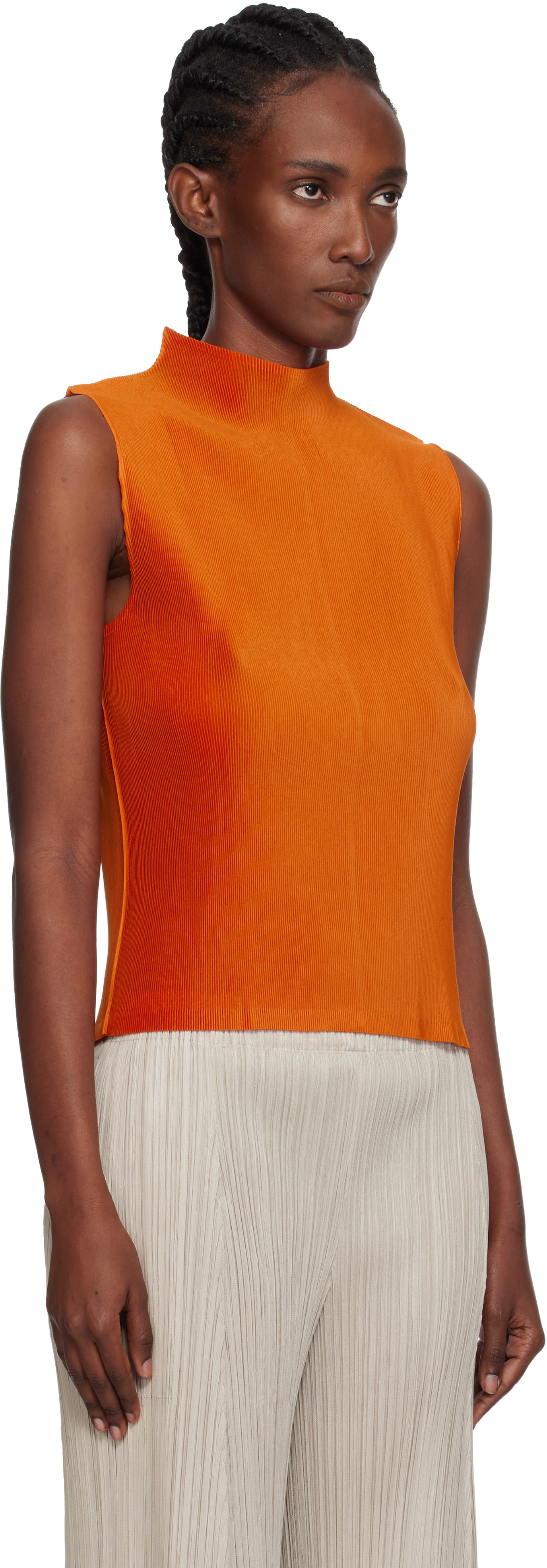 PLEATS PLEASE ISSEY MIYAKE: Orange Mist July Tank Top | SSENSE