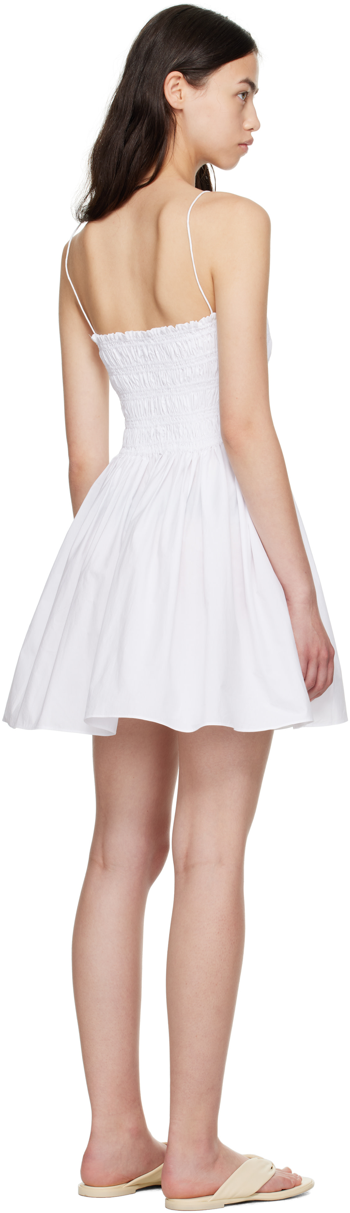 Matteau: White Shirred Bodice Minidress | SSENSE
