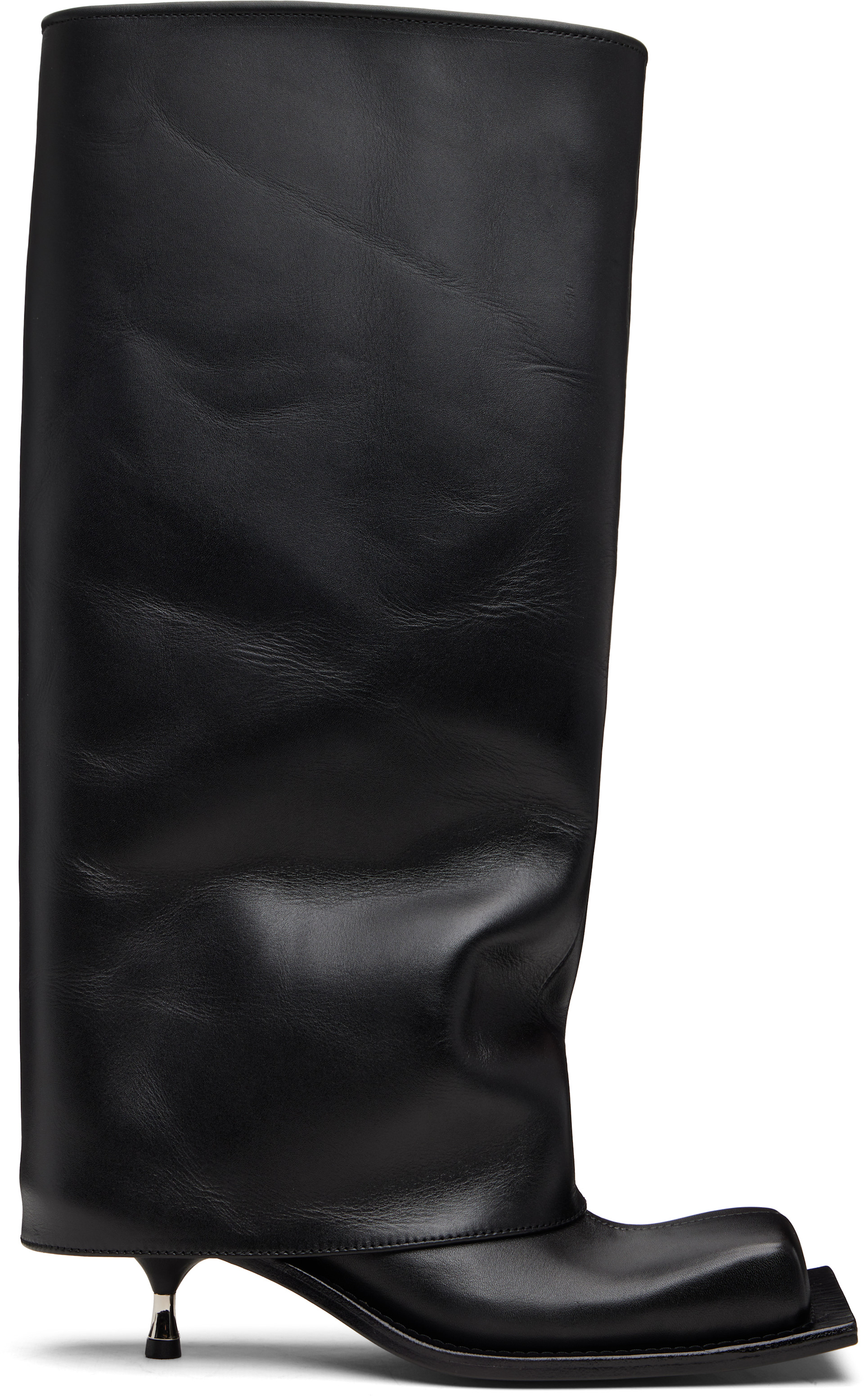 FIDAN NOVRUZOVA: Black Tall Iman Kitten Heel Boots | SSENSE