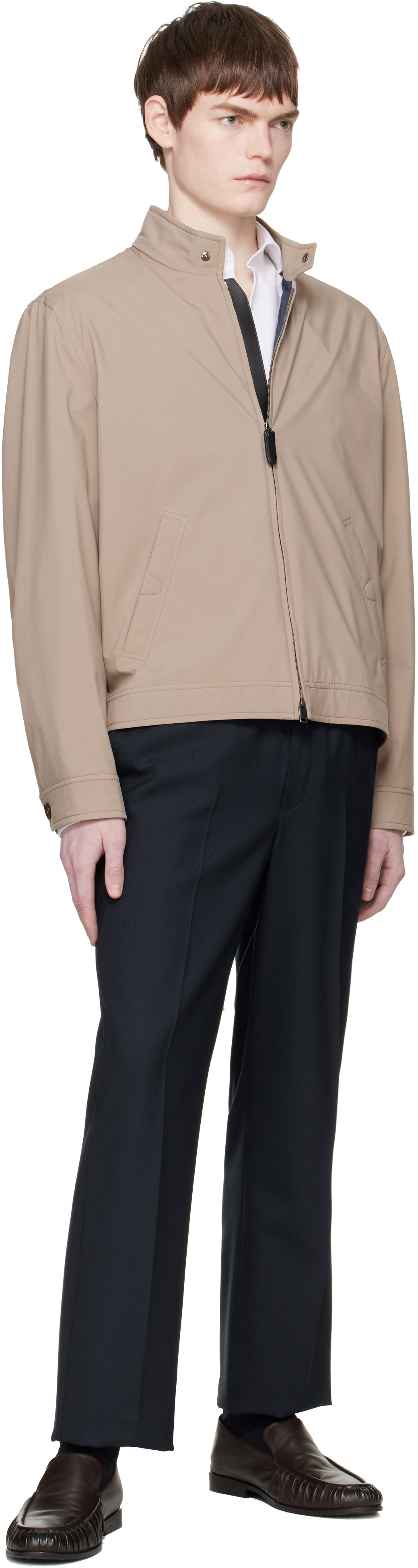 Brioni - Gray Standing Collar Jacket