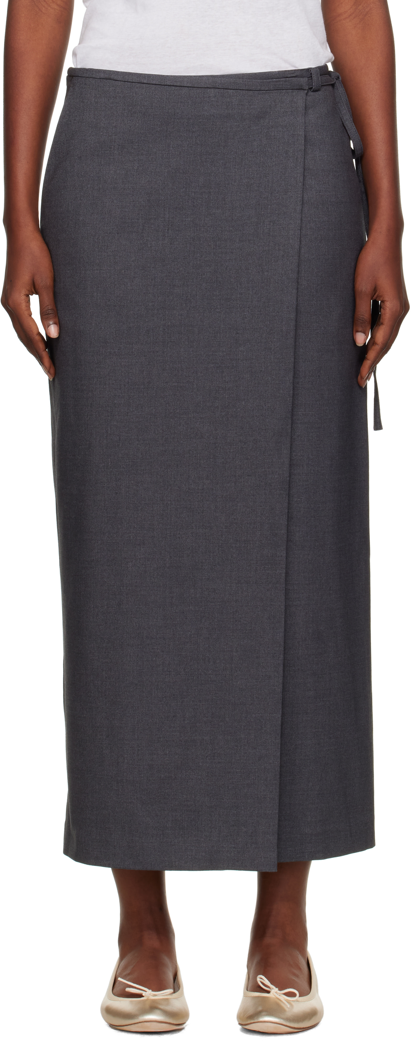 Dunst: Gray Wrap Maxi Skirt | SSENSE Denmark