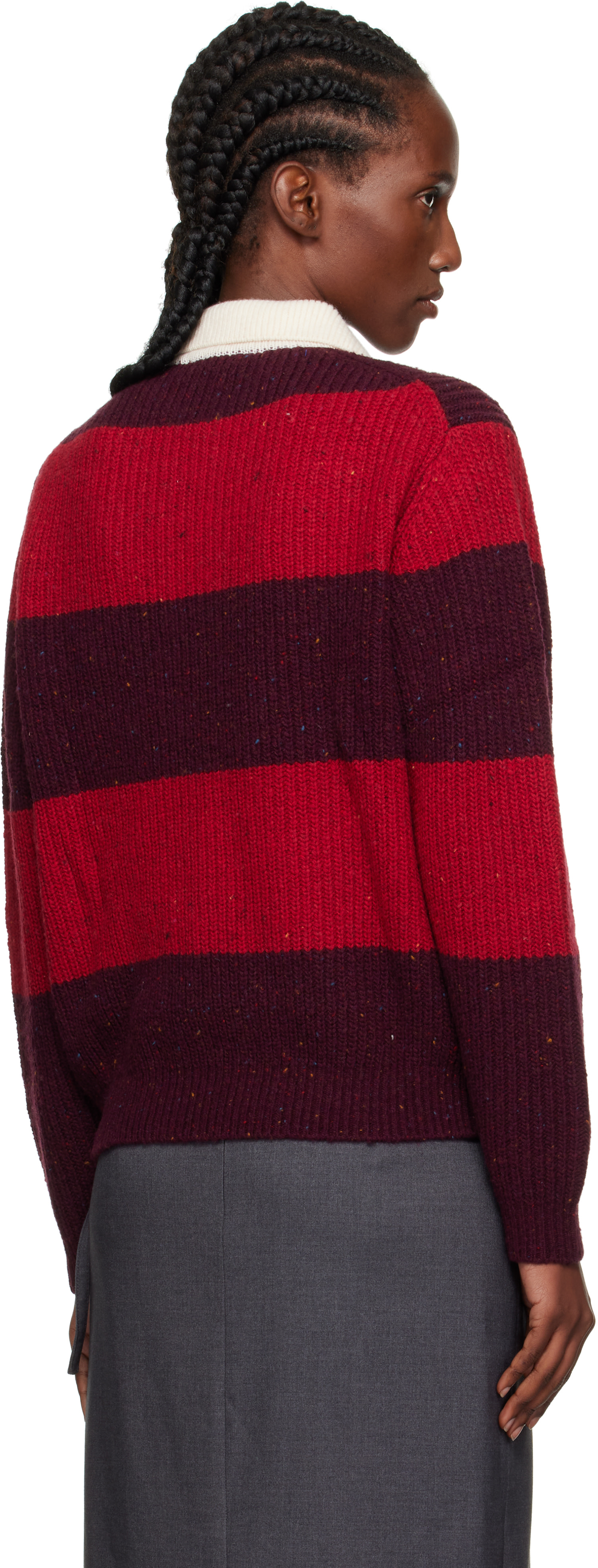 BRIXTON ラガーシャツ 長袖 レッド バーガンディ M Dunst: レッド＆バーガンディ チャンキー ラガーシャツ | SSENSE 日本