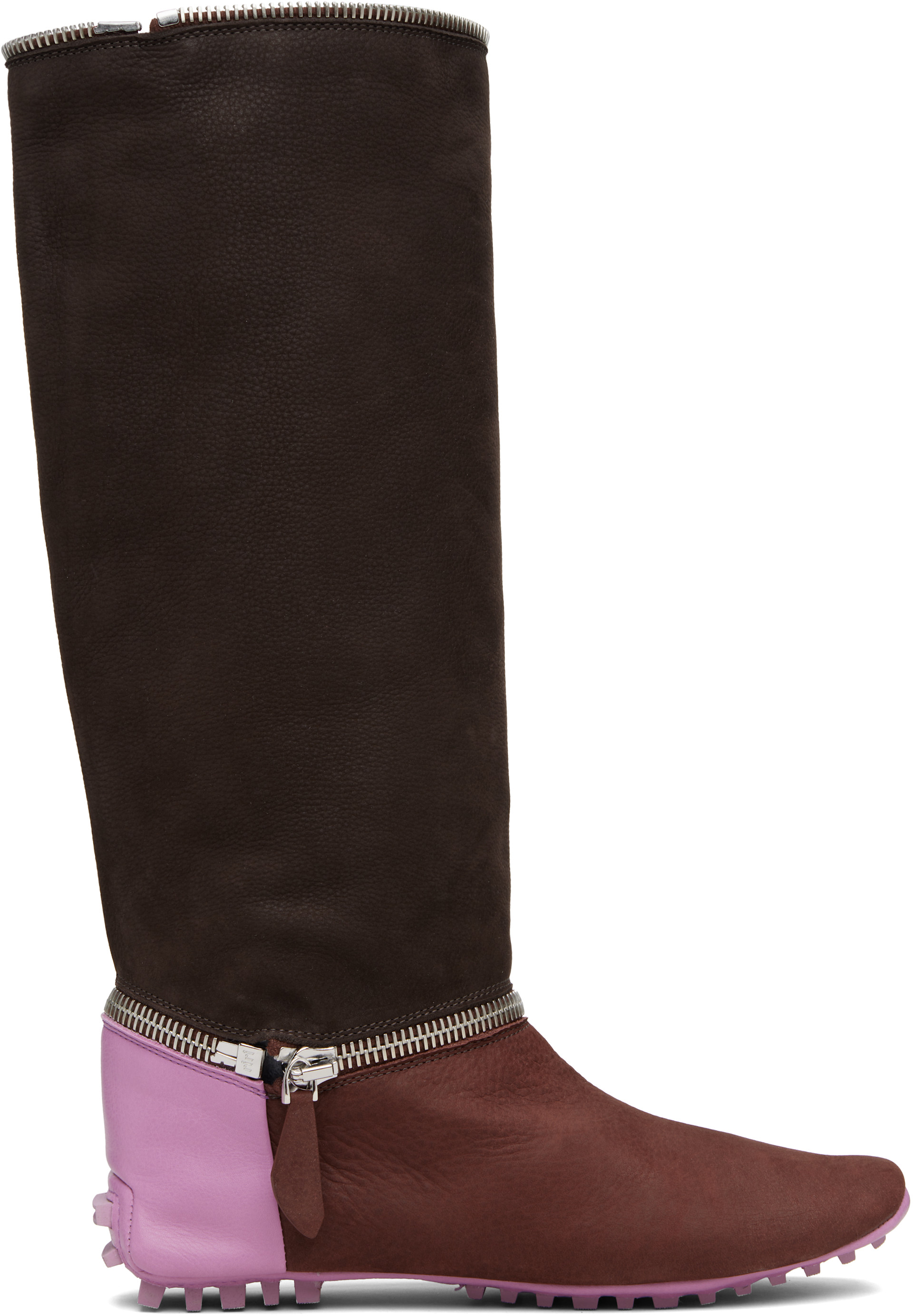 Kiko Kostadinov: Burgundy & Brown Modular Driving Boots | SSENSE
