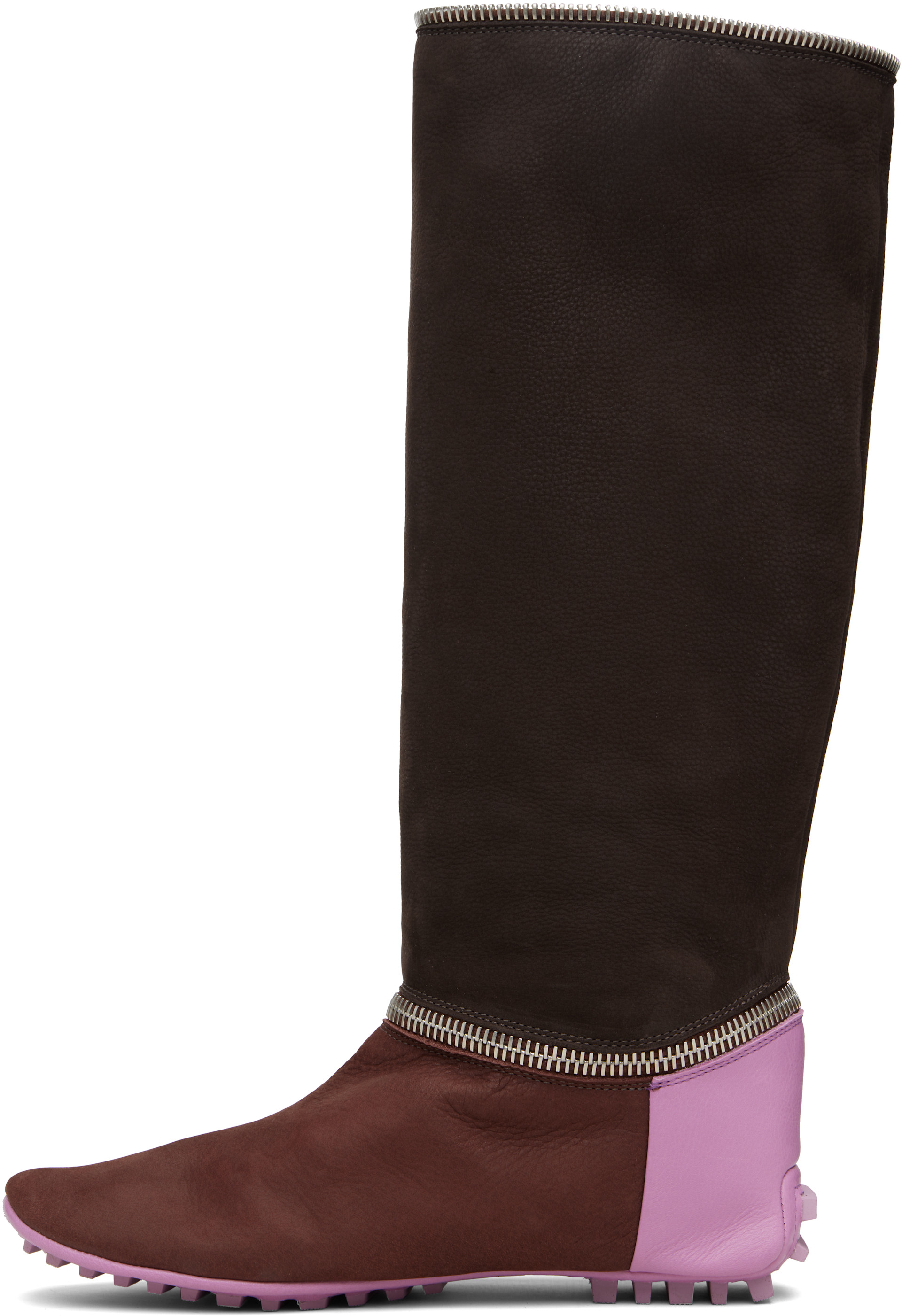 Kiko Kostadinov: Burgundy & Brown Modular Driving Boots | SSENSE