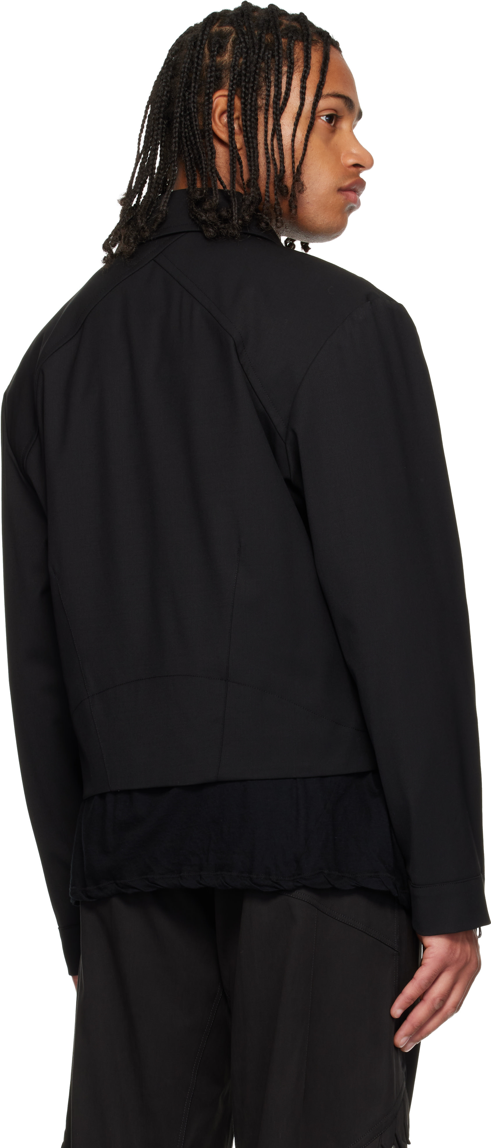 kooo　黒　36 Kiko Kostadinov: Black Kraner Cropped Blouson Jacket | SSENSE