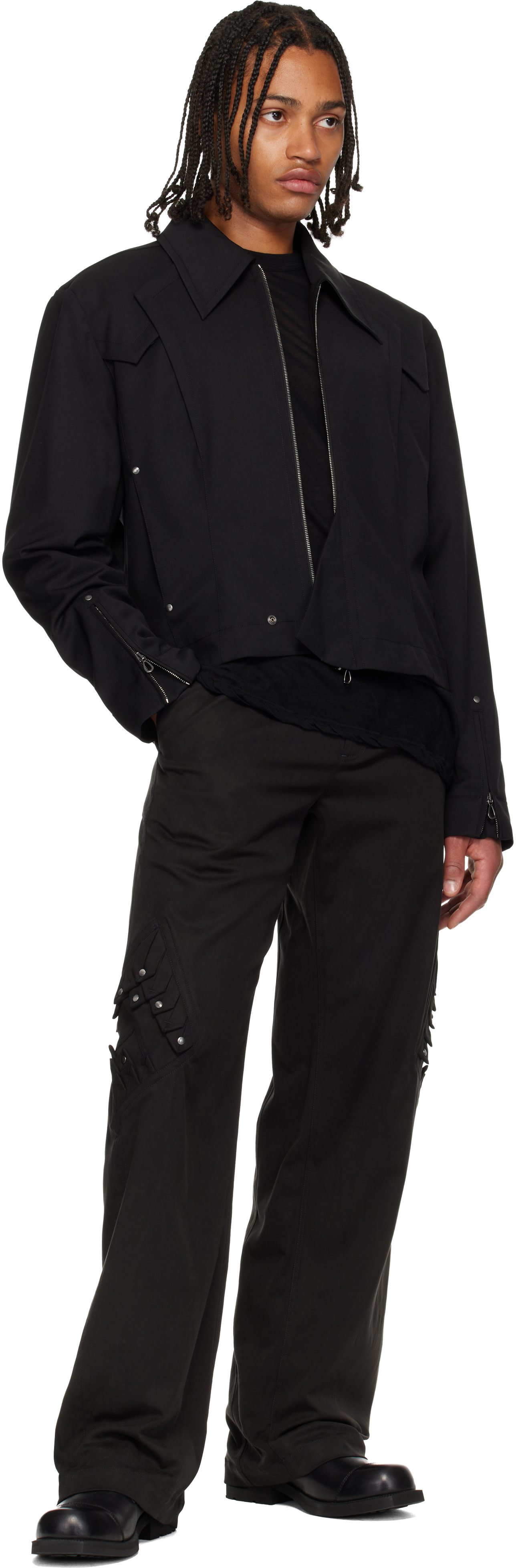 kooo　黒　36 Kiko Kostadinov: Black Kraner Cropped Blouson Jacket | SSENSE