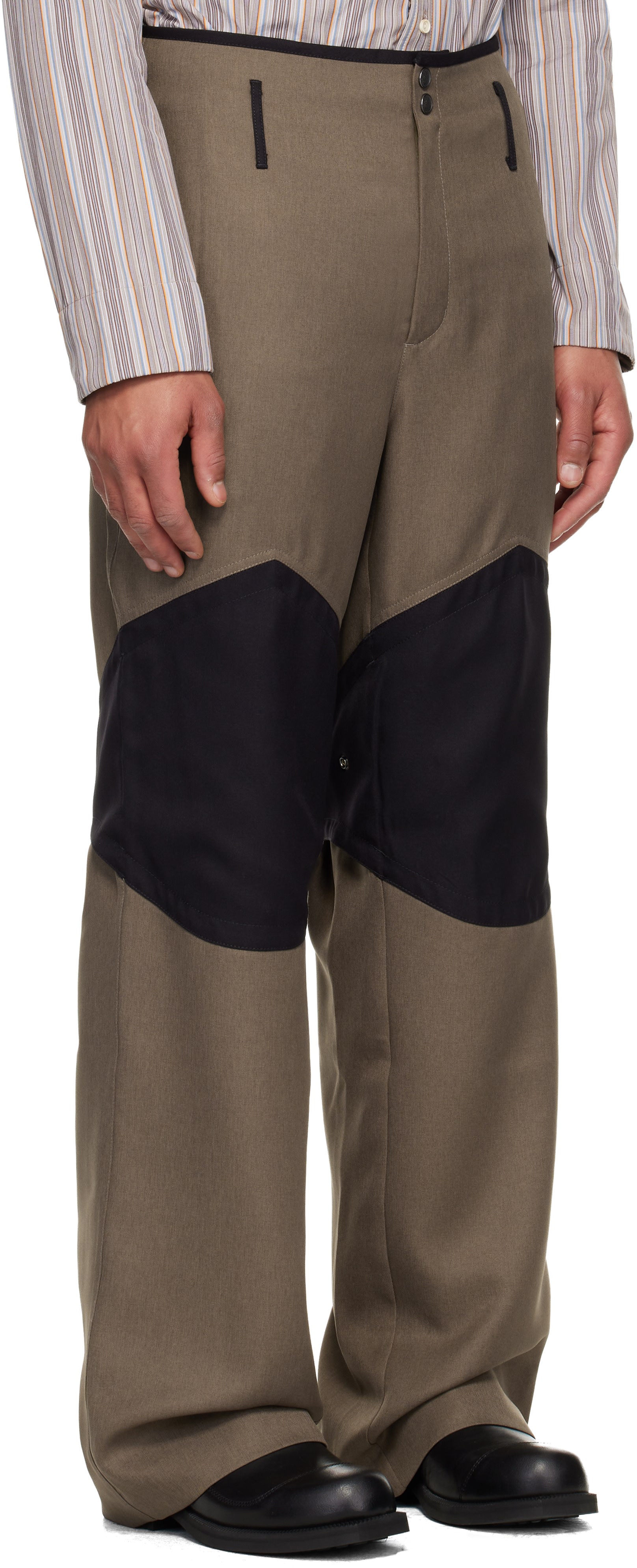 Kiko Kostadinov: Brown & Black Orvos Trousers | SSENSE Japan