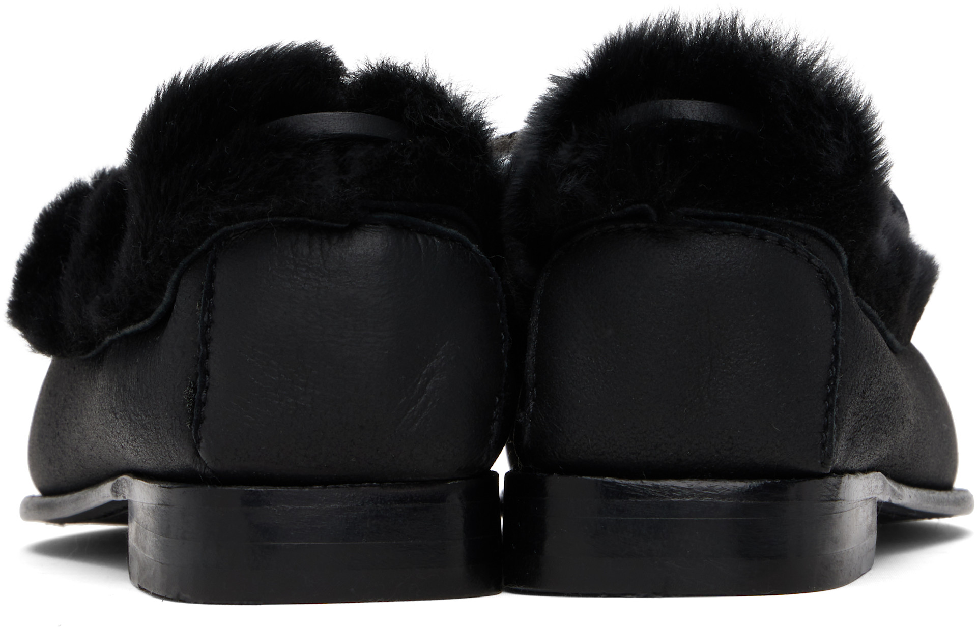 HEREU: Black Tilla Shearling Loafers | SSENSE Canada