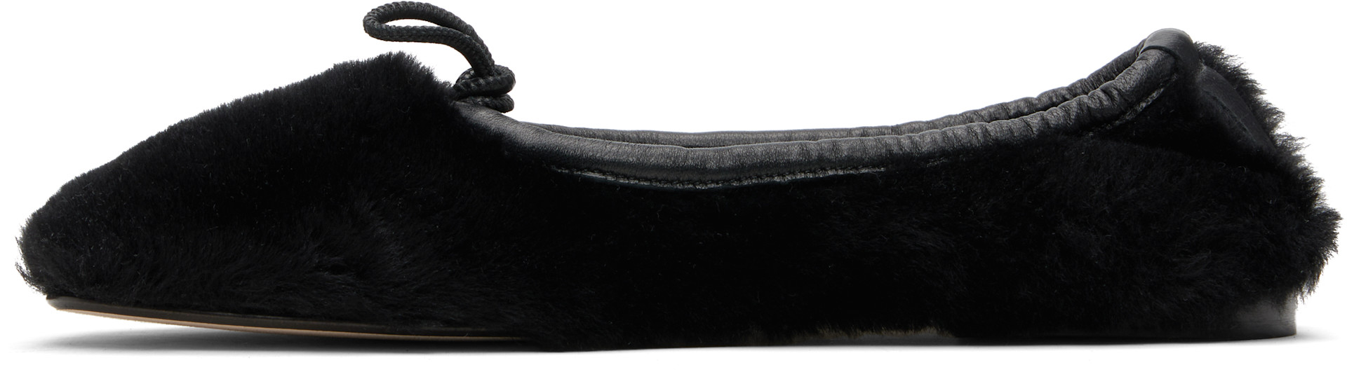HEREU: Black Puntera Shearling Ballerina Flats | SSENSE